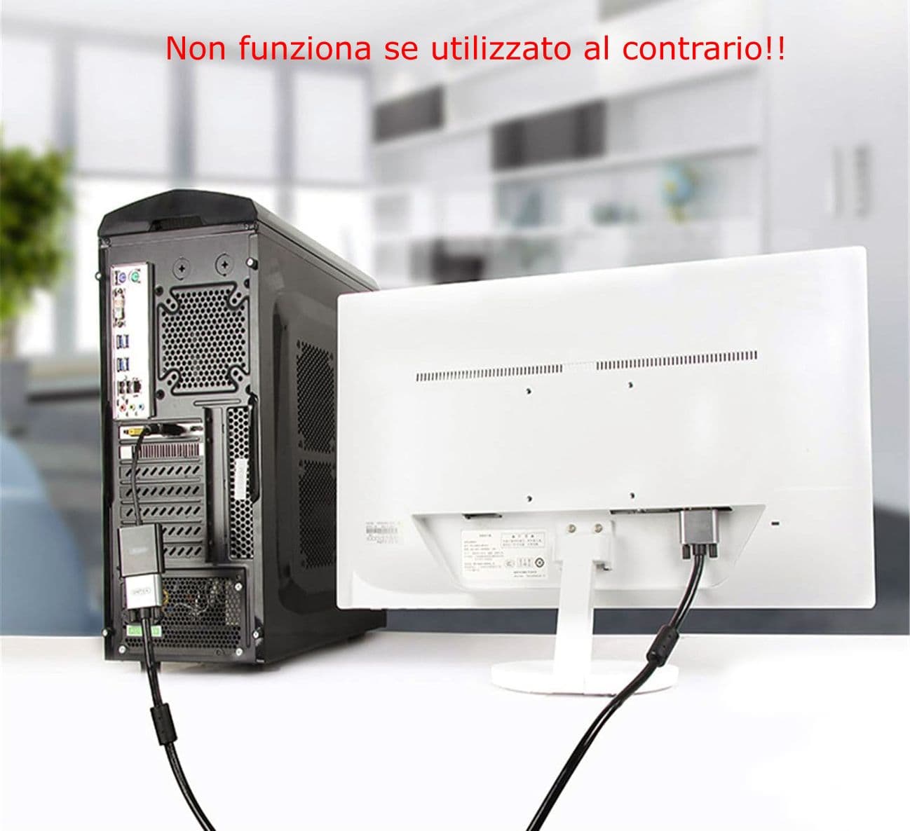 Adattatore Video da uscita DisplayPort a ingresso VGA completo di cavo VGA da 140cm - Display Port to VGA + Cable - No al contrario - 4