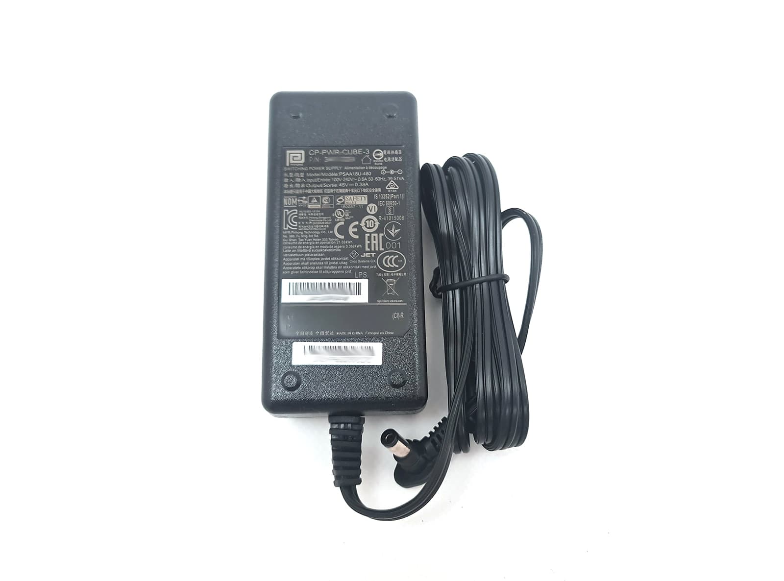 Alimentatore Originale Cisco 48V 0,38A 18W modello CP-PWR-CUBE-3 Power Cube 3 per Telefoni IP Serie 6900 7800 7900 moduli espansione o similari - 2