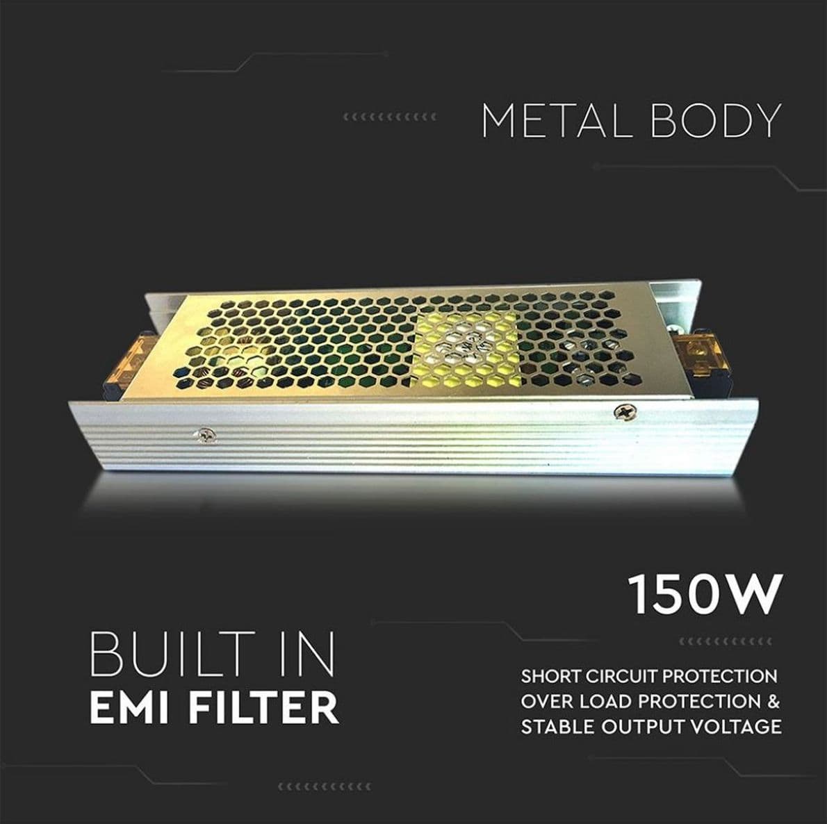 Alimentatore Switching 24V 150W 6.5A Scatola Metallo IP20 Stabilizzato per Strisce LED Videosorveglianza Automazione Elettronica - 4