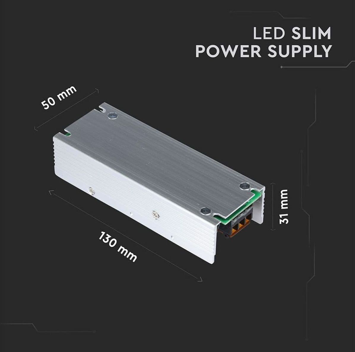 Alimentatore VT-24061 60W 24V 2.5A con 1 Uscita 130x50x31mm IP20 Slim in Metallo per Strip Strisce LED - 2