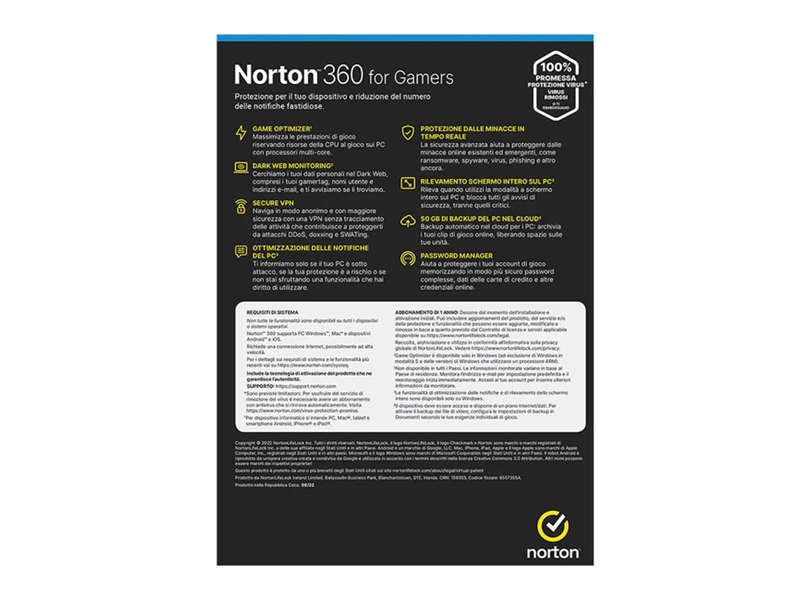 Antivirus Norton 360 for Gamers - per 3 Dispositivi Licenza 1 Anno per PC Mac Tablet e Smartphone - 2