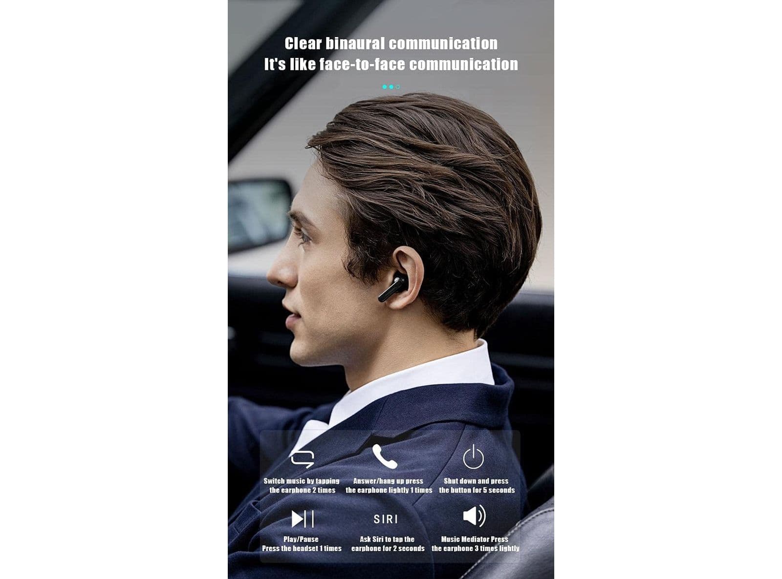 Auricolari Bluetooth con Controllo Touch Cuffie da Viaggio con Custodia Ricarica a Specchio Display Digitale - 3