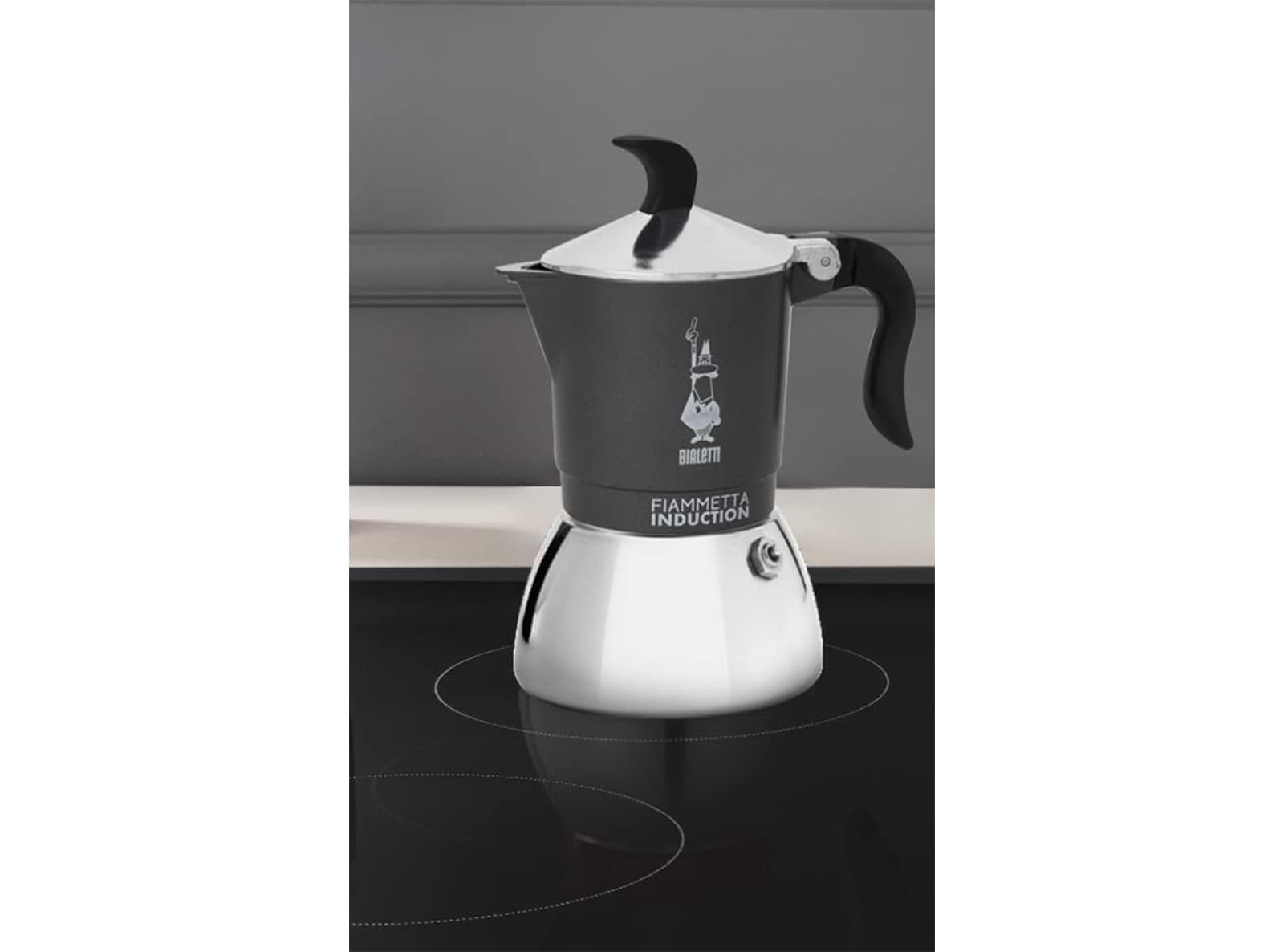 Bialetti Caffettiera Fiammetta Induction Moka 2 Tazze Adatta a Tutti i Piani Cottura Antracite - 2