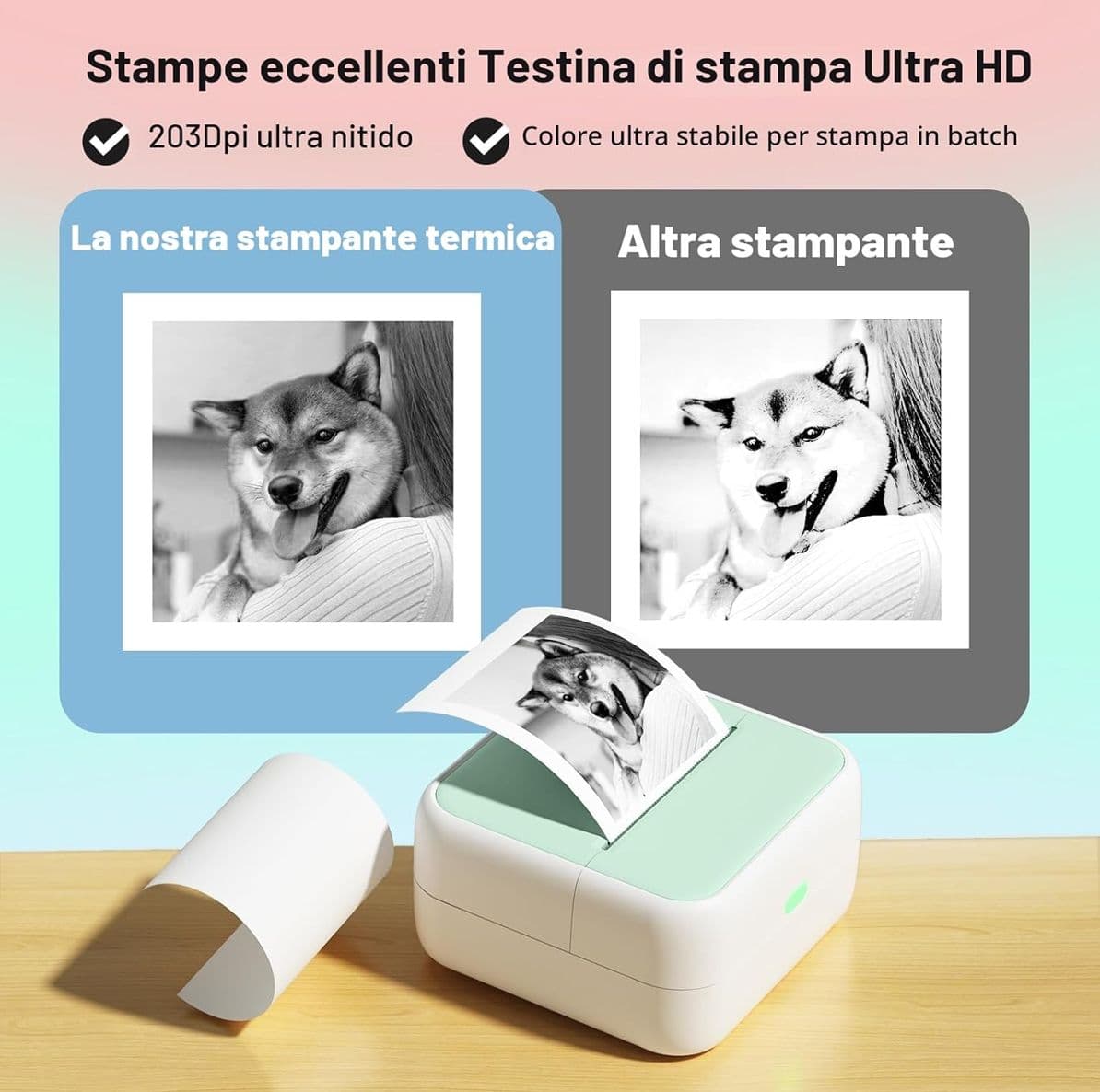 Bisofice S1 Mini Stampante Portatile Bluetooth Stampante Termica Senza Inchiostro per Etichette Adesive Foto Appunti Planner Compatibile iOS e Android Verde - 3