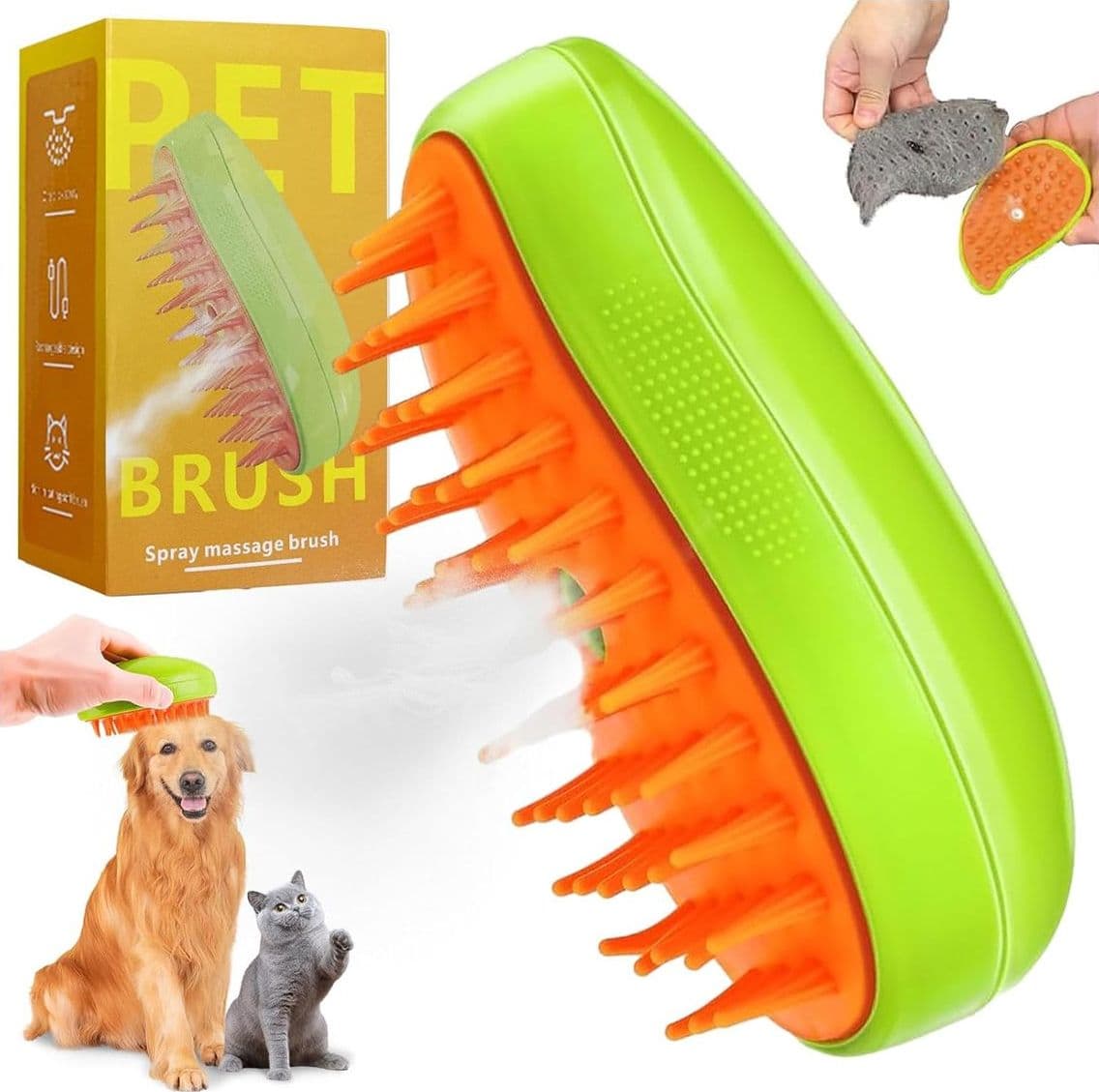 Bundle 10 Spazzole per Cani o Gatti 3 in 1 Autopulente a Vapore per Massaggi Spazzola per la Cura degli Animali Domestici - Rivenditore - 2