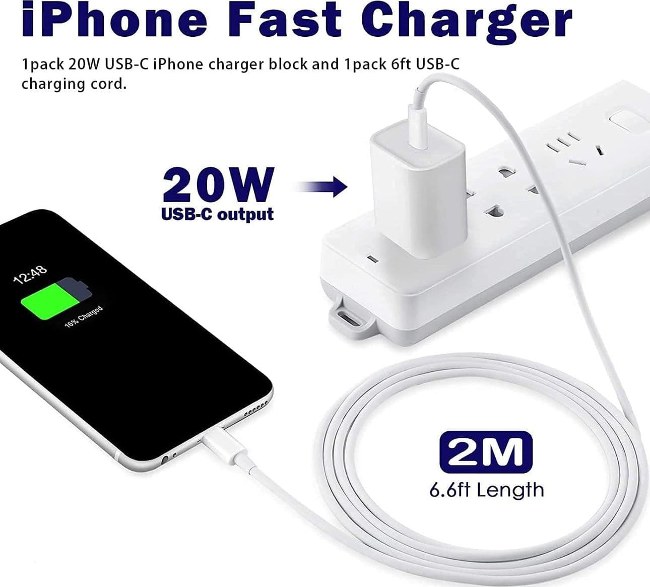 Caricabatteria USB Type-C PD 20W Completo di Cavo Lightning da 2 Metri per Phone 13 12 11 Xs Xr X 8 SE - 2
