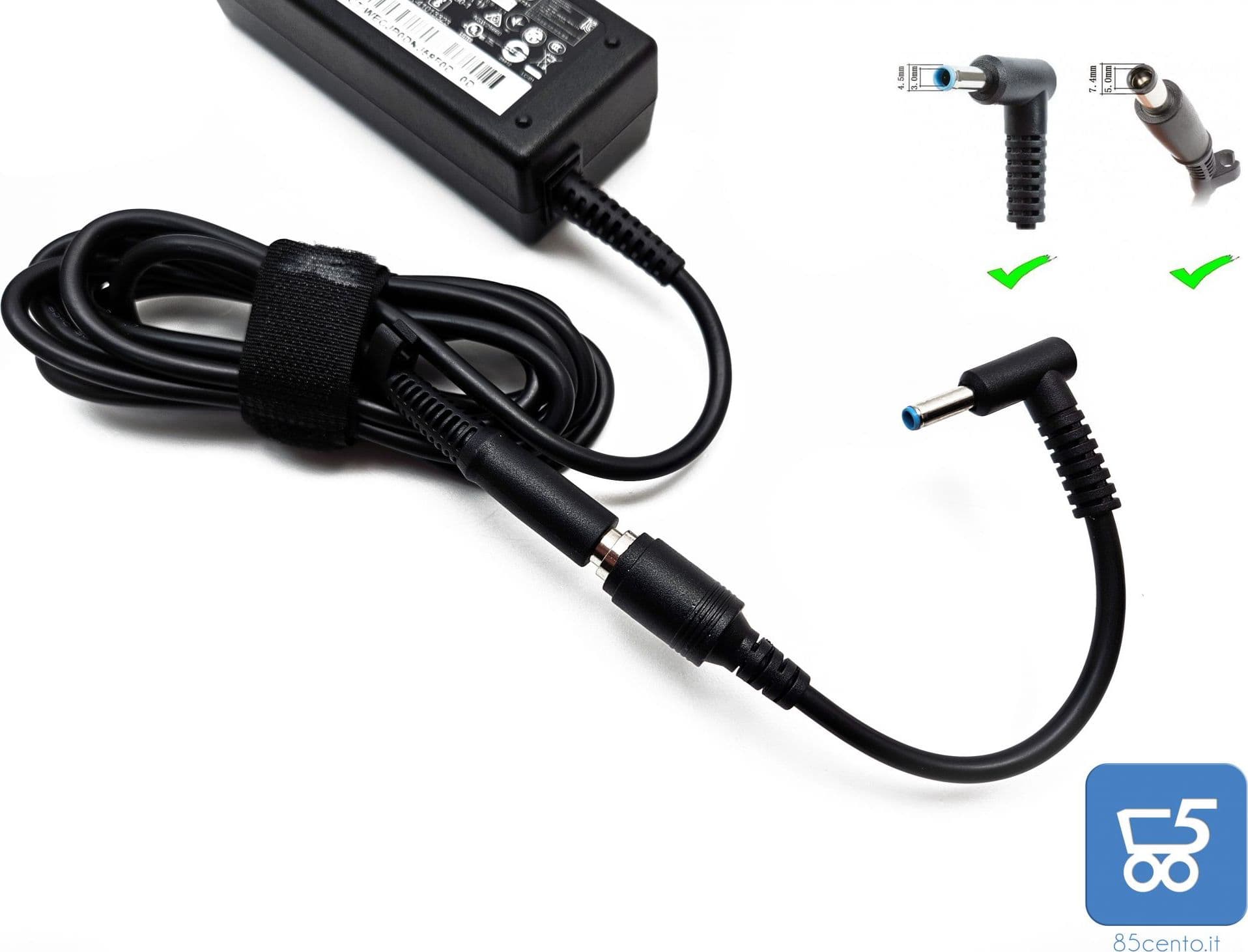 Caricabatterie Originale HP per Notebook Laptop Portatili Mini PC Tiny da 65W 19,5 V 3,33A + Adattatore da 7,4x5mm a 4,5x3mm - Prodotto Nuovi senza cavo alimentazione - 3
