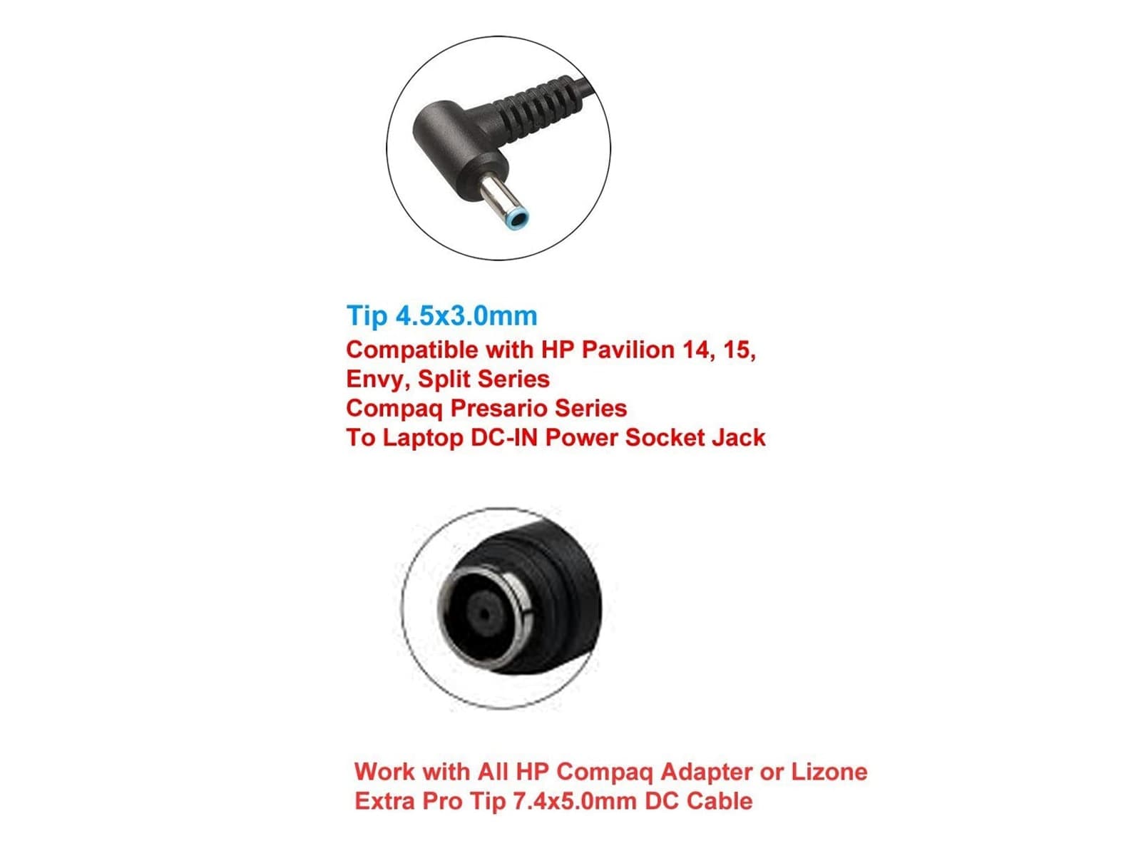 Caricabatterie Originale HP per Notebook Laptop Portatili Mini PC Tiny da 65W 19,5 V 3,33A + Adattatore da 7,4x5mm a 4,5x3mm - Prodotto Nuovi senza cavo alimentazione - 10