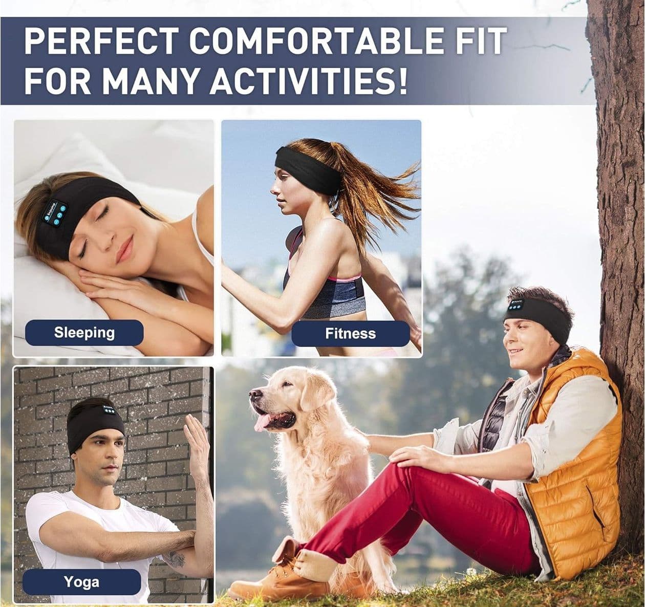 Cuffie Fascia Sportiva con Ultra Sottili HD Stereo Altoparlanti Perfette per Sport Traversine Laterali Viaggi Aerei Meditazione e Relax Unisex - 2