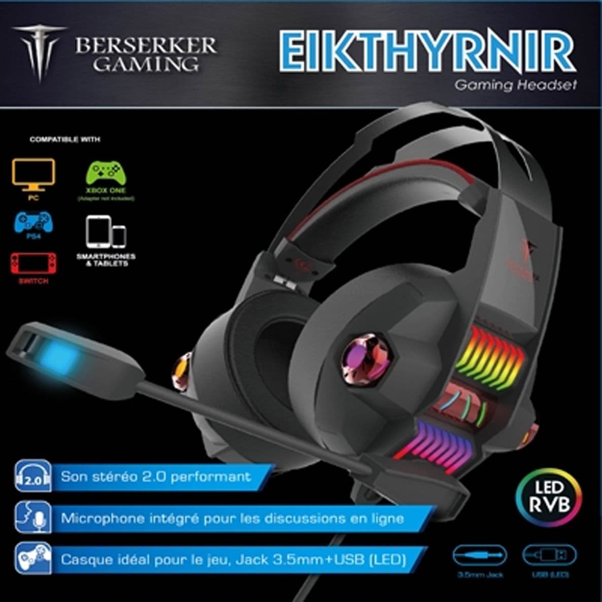 Cuffie EIKTHYRNIR Gaming Over-Ear Auricolari da Gioco Stereo con Jack 3.5mm e USB Microfono per PC PlayStation PS5 Xbox Nintendo Switch – Nero - 2