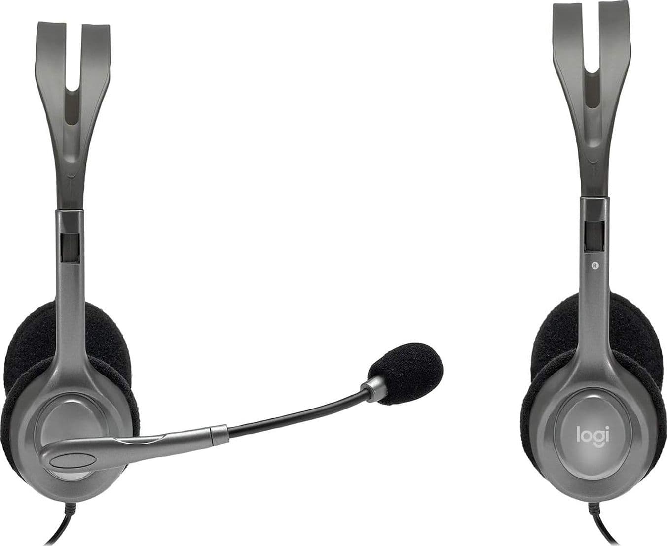 Cuffie Logitech H110 Cablate Stereo con Microfono Regolabile a Cancellazione del Rumore Doppio Jack Audio 3.5mm per PC Laptop e Computer Grigio