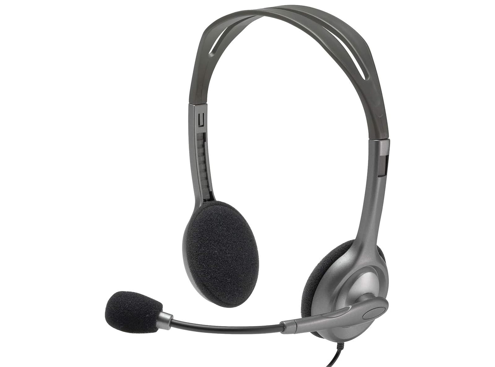 Cuffie Logitech H110 Cablate Stereo con Microfono Regolabile a Cancellazione del Rumore Doppio Jack Audio 3.5mm per PC Laptop e Computer Grigio - 2