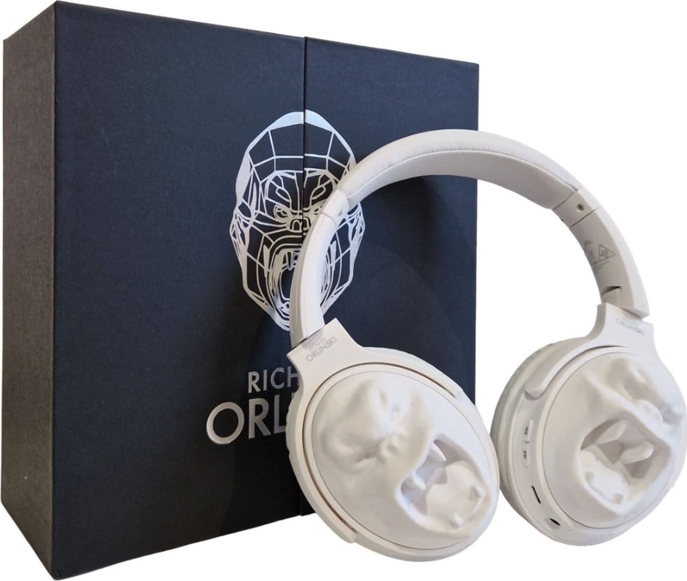 Cuffie Wireless KONG Richard Orlinski Casque Audio Bluetooth 5.1 Design a Facette con Microfono Integrato e Ingresso Aux Bianco Opaco - 3