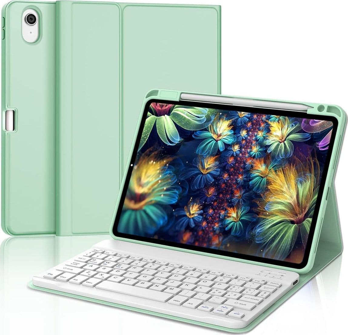 Custodia con Tastiera per iPad Air 11 Pollici M3 2025 e M2 2024 Bluetooth Rimovibile Layout Italiano per iPad Air 6 Generazione Verde Chiaro