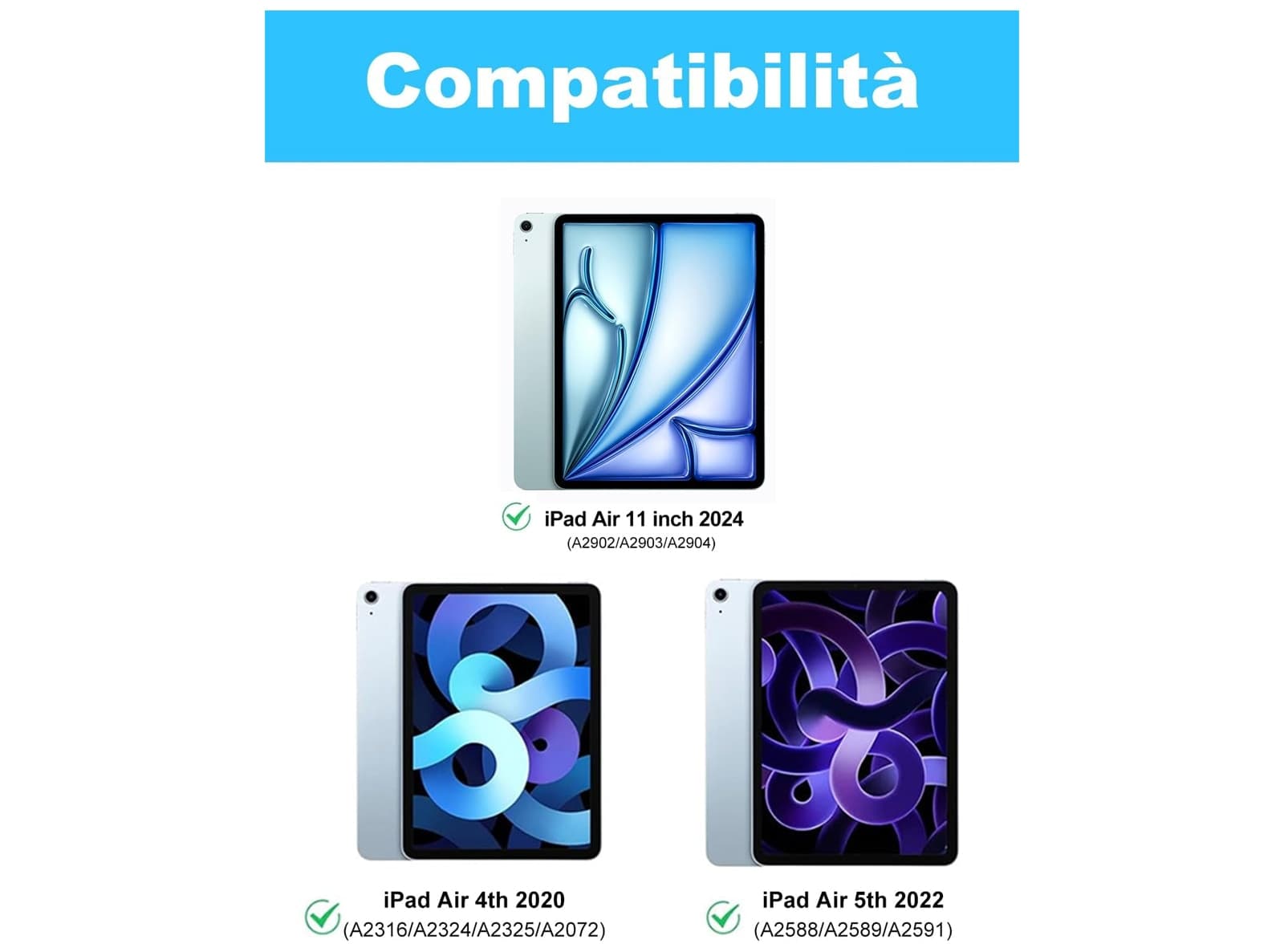 Custodia con Tastiera per iPad Air 11 Pollici M3 2025 e M2 2024 Bluetooth Rimovibile Layout Italiano per iPad Air 6 Generazione Verde Chiaro - 2