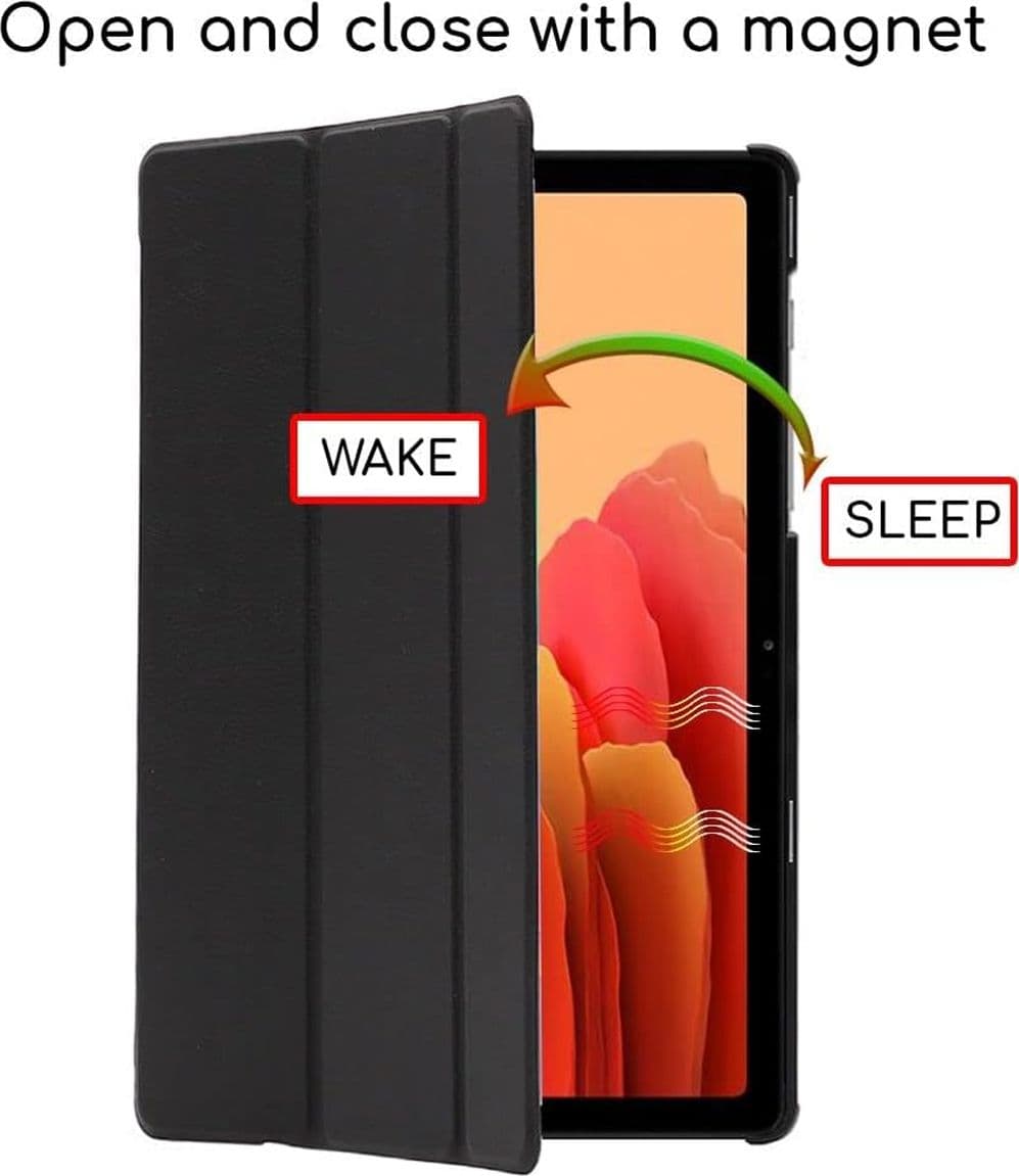 Custodia per Samsung Galaxy Tab A7 10.4" con Vetro Temperato Incluso - Cover Slim in Pelle PU Magnetica Nero - 2