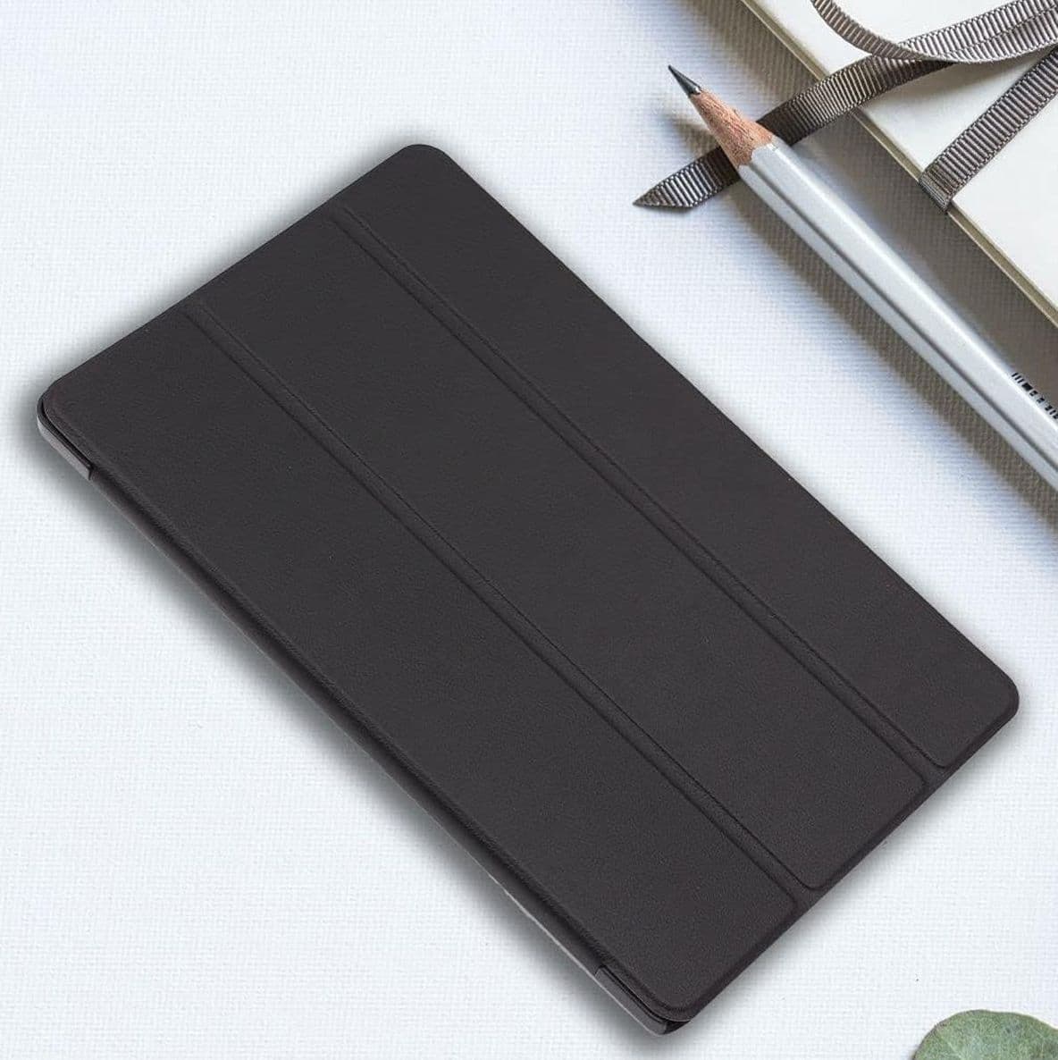 Custodia per Samsung Galaxy Tab A7 10.4" con Vetro Temperato Incluso - Cover Slim in Pelle PU Magnetica Nero - 4