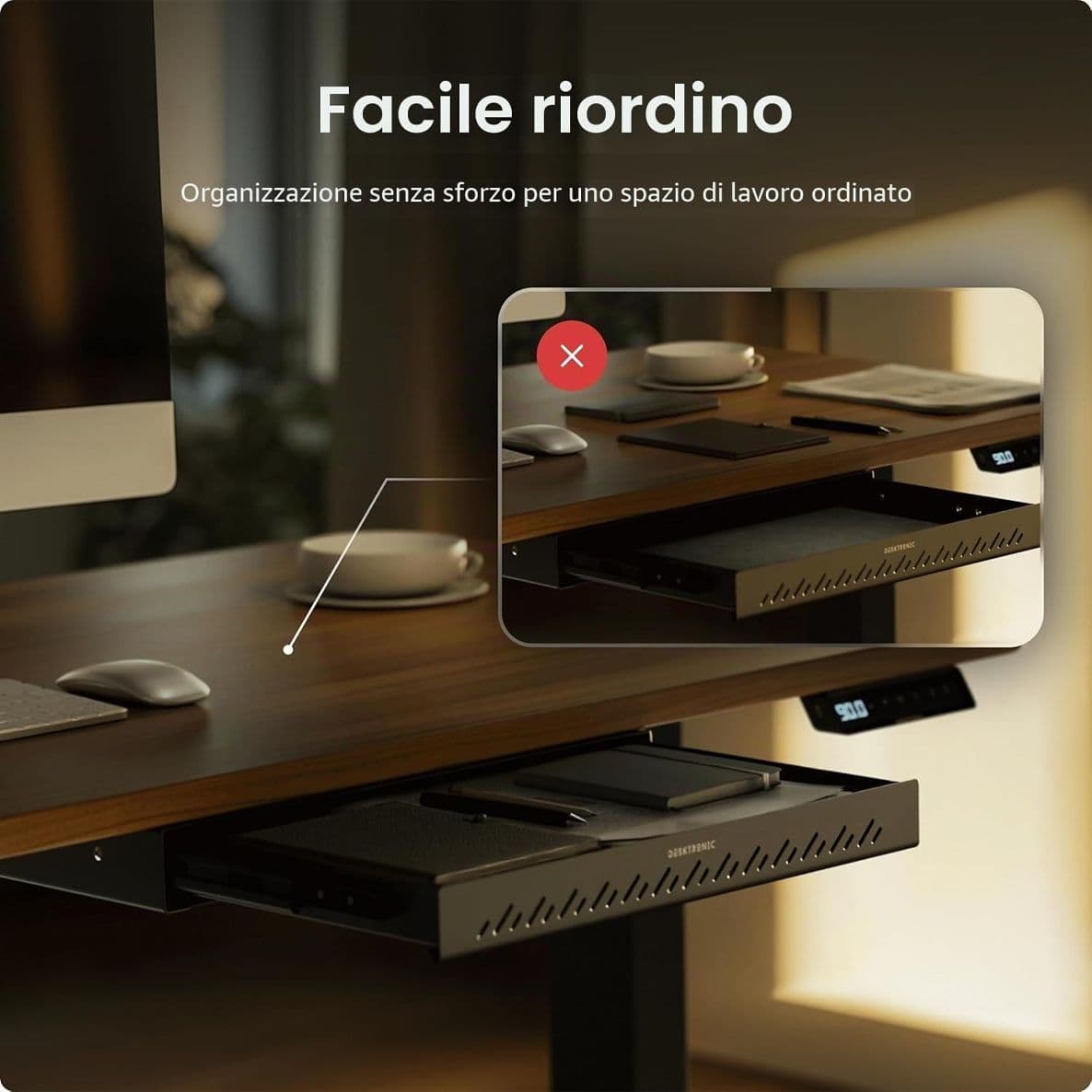 Desktronic Cassetto Sotto Scrivania in Metallo Organizzatore Nascosto Salvaspazio ad Alta Capacità Facile da Installare per Ufficio e Tavolo Toeletta Struttura Resistente - 2