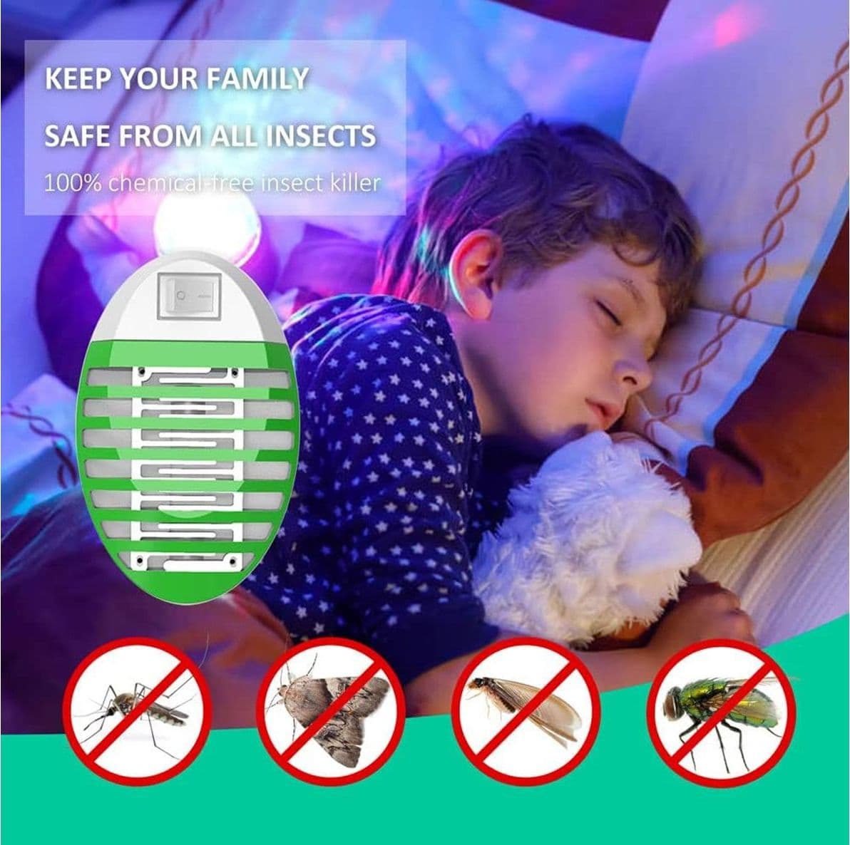 Elimina Zanzare Mosche e Falene 4 Lampade Antizanzare Elettriche da Presa - 3