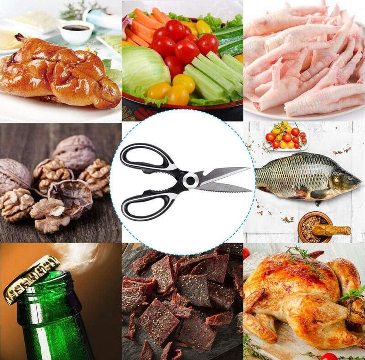 Forbici da Cucina Multiuso Resistenti e Affilate  per Pesce Carne Verdure e Apribottiglie - 2