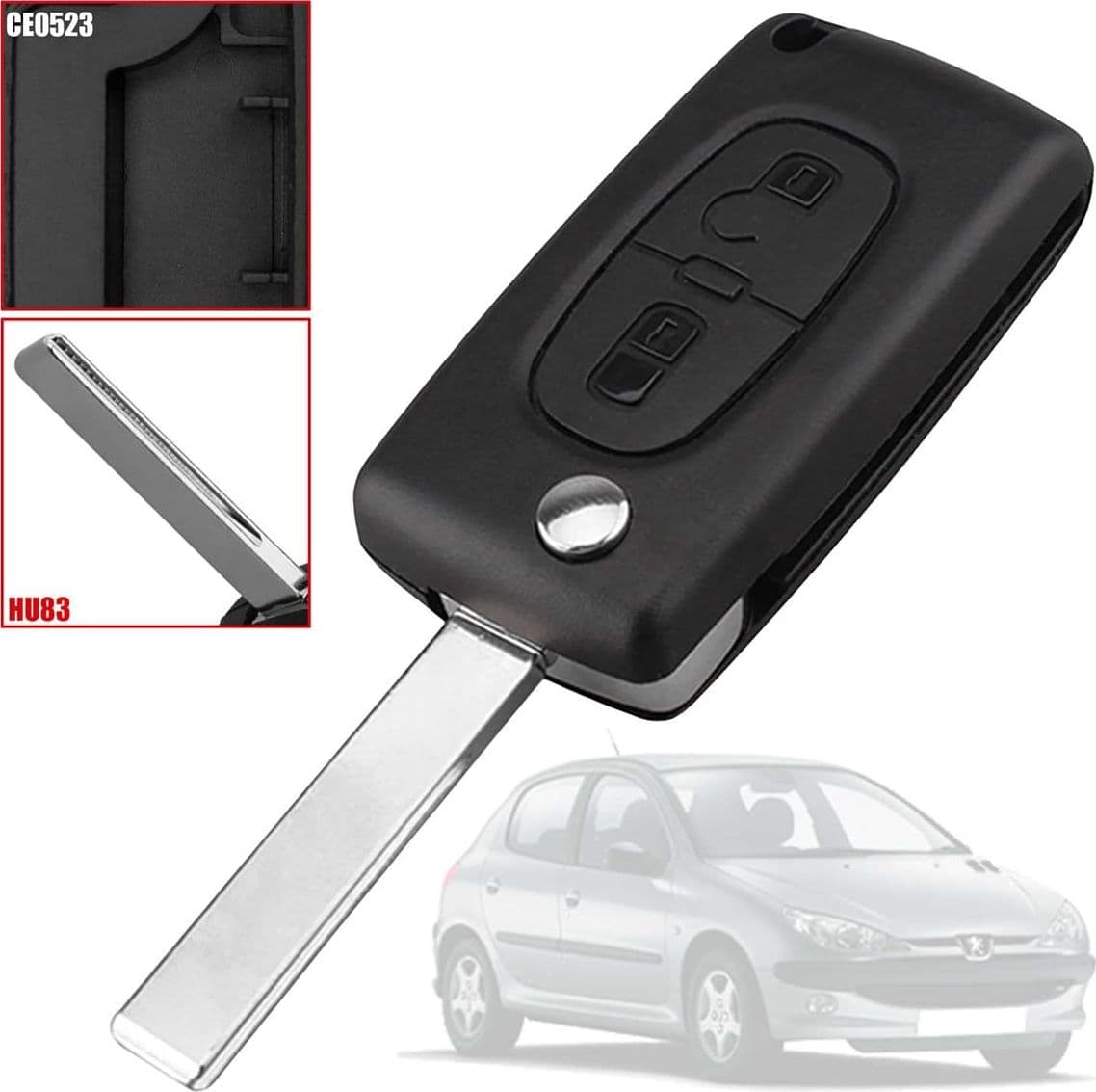 Guscio per Chiave 2 Tasti per Peugeot 207 306 308 407 607 e Citroen C2 C3 C4 C5 C6 CE0523 con Lama - 3