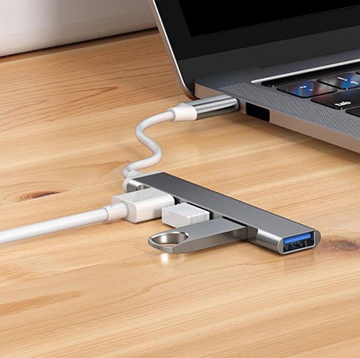 HUB Mini USB 4 Porte USB 3.0 Splitter Case in Alluminio Alta Velocità per PC e Smartphone - 3