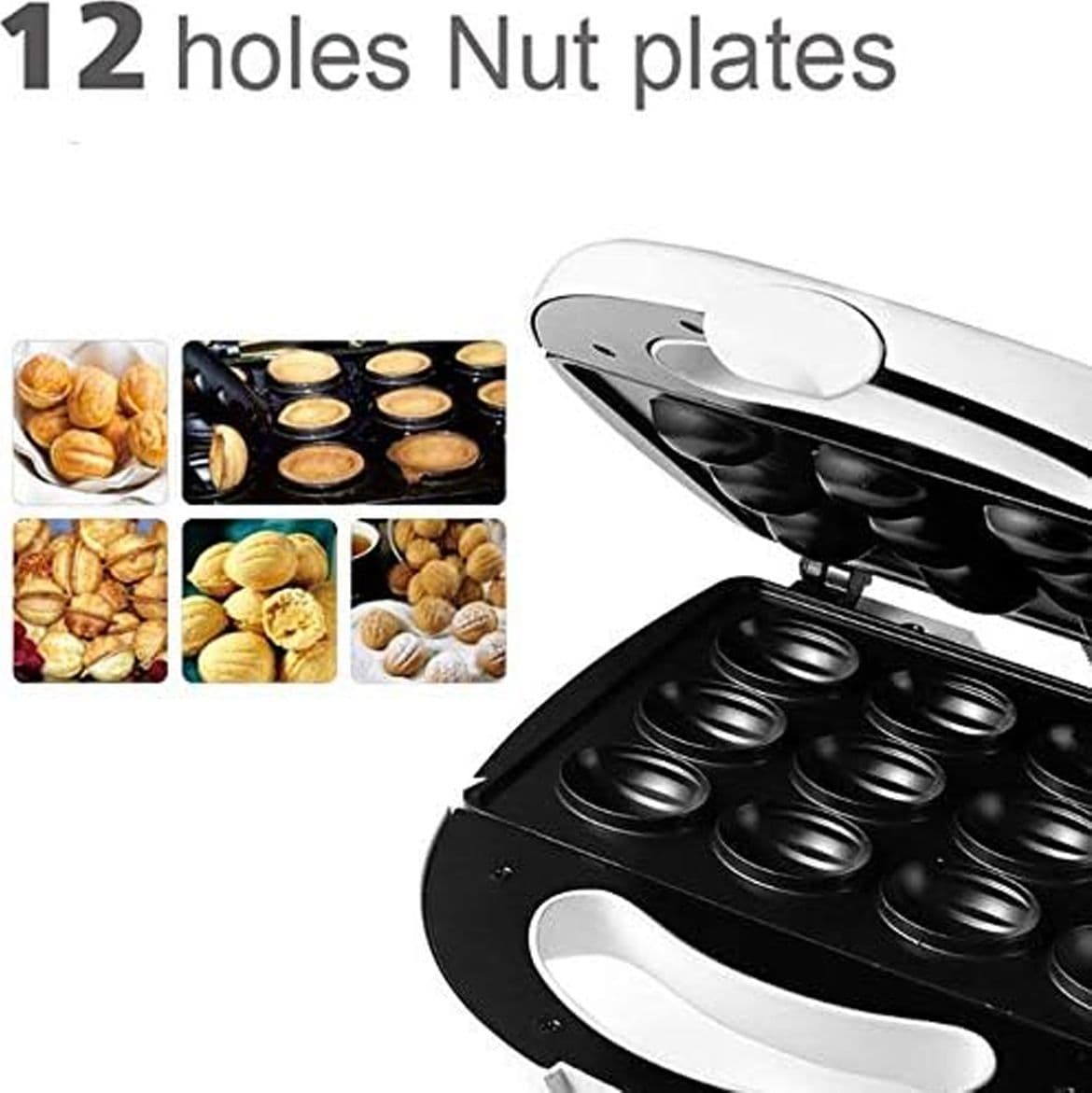 KENBROOK Piastra Elettrica per Noci Dolci e Waffle Macchina 3-in-1 per Sandwich Tostapane e Fornetto Colazione con Piastre Antiaderenti 12 Cavità - 3