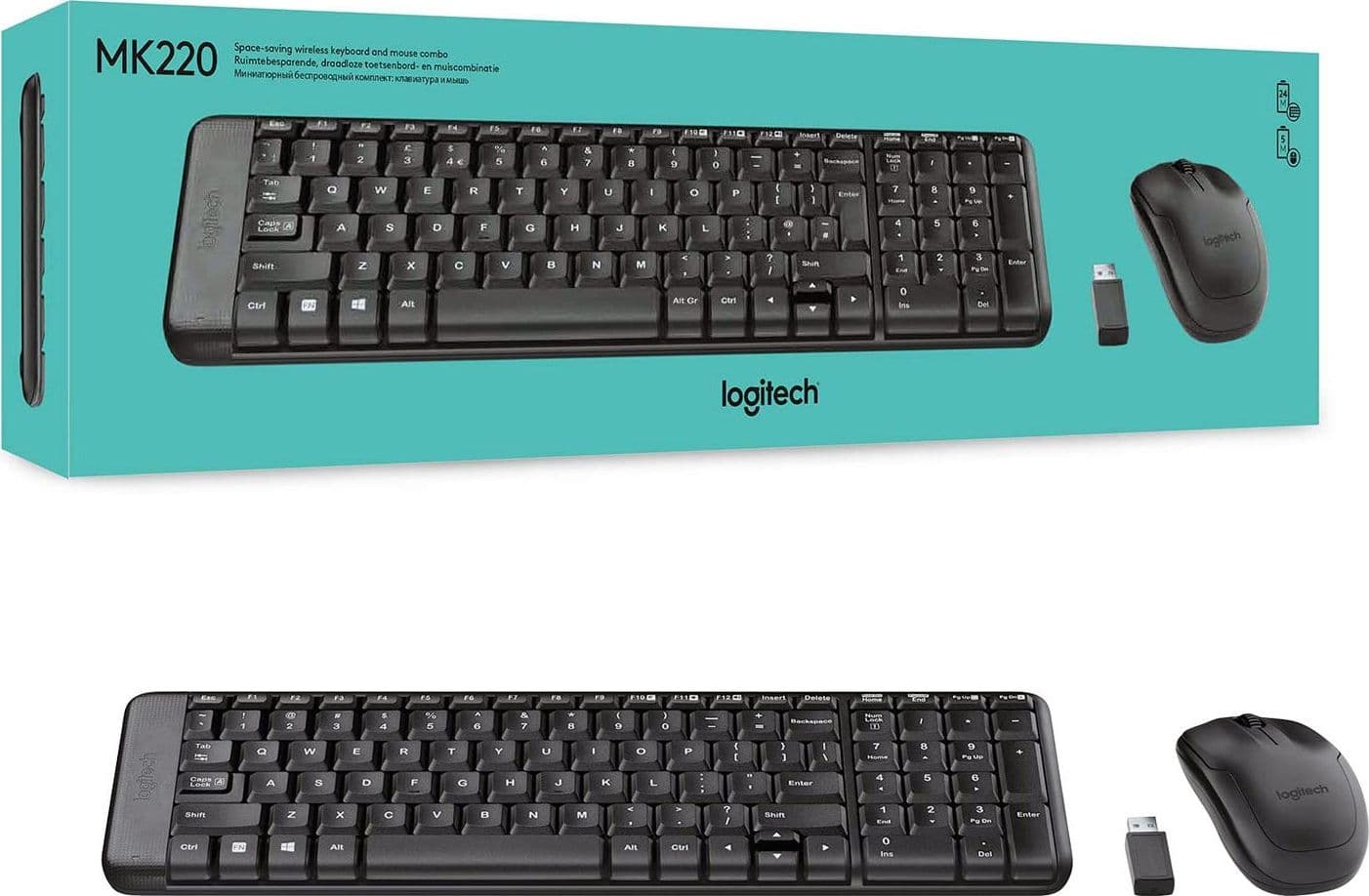 Kit professionale Mouse Tastiera Logitech MK220 senza fili Wireless PC MAC WINDOWS NVR