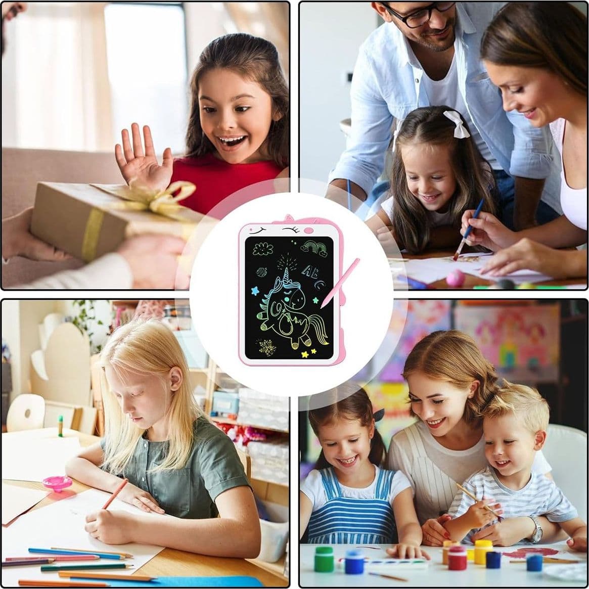 Lavagnetta LCD da Disegno 8.5 Pollici Portatile con Penna e Pulsante di Blocco Ewriter Digitale Scrittura Grafica per Bambini Unicorno Giocattolo - 2
