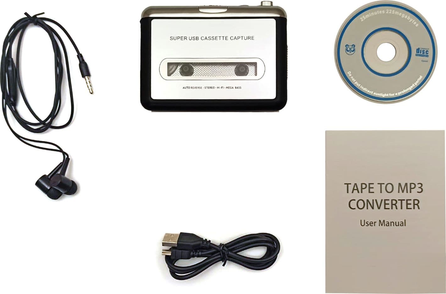 Lettore Audiocassette Portatile Walkman USB Convertitore Tape to CD MP3 con Cuffie Plug And Play - 4