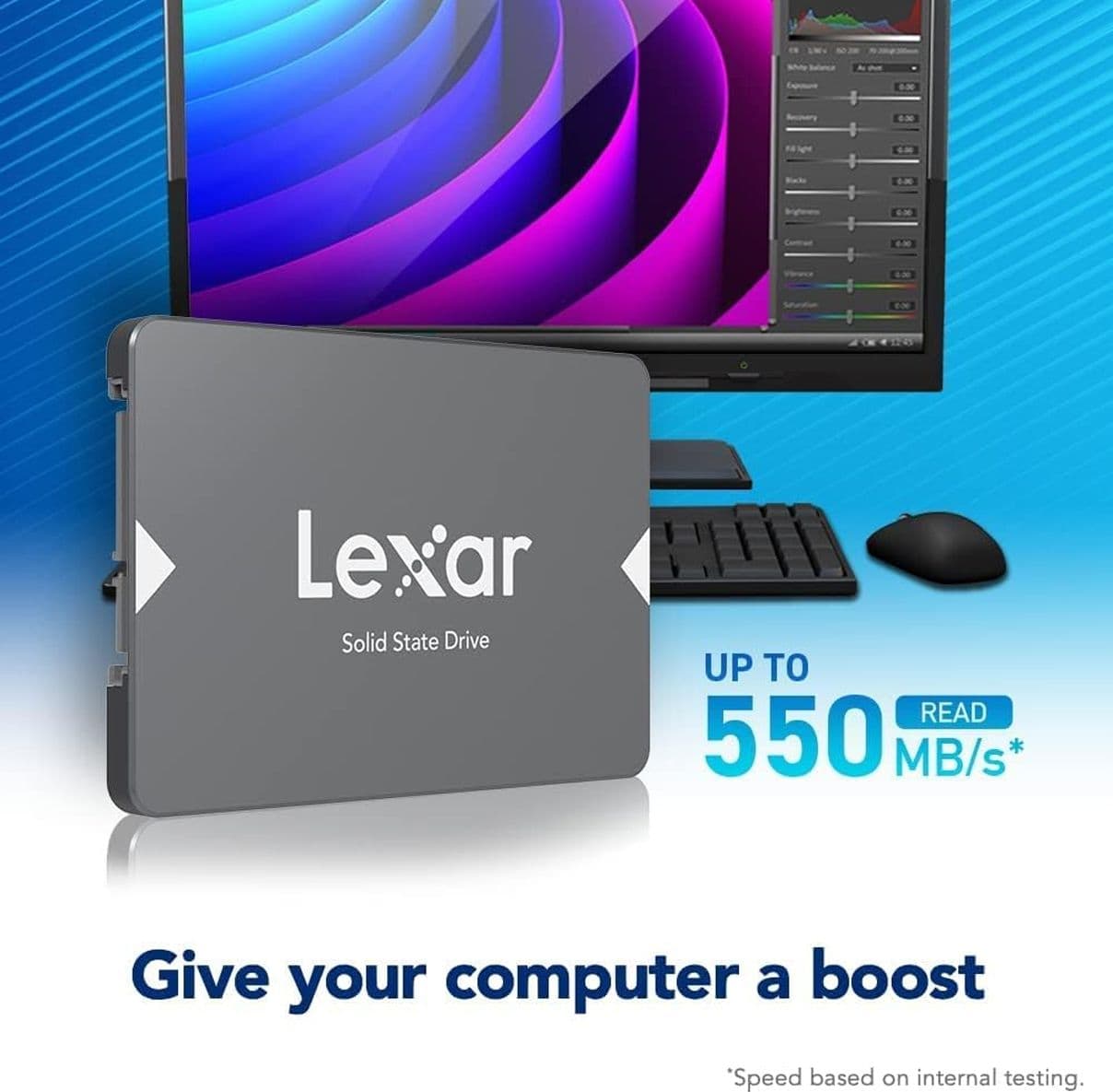 Lexar NS100 da 512GB SSD SATAIII 2.5 Pollici ideale per PC Portatile Desktop - Disco allo Stato Solido Come nuovo Poche Ore di vita - 2