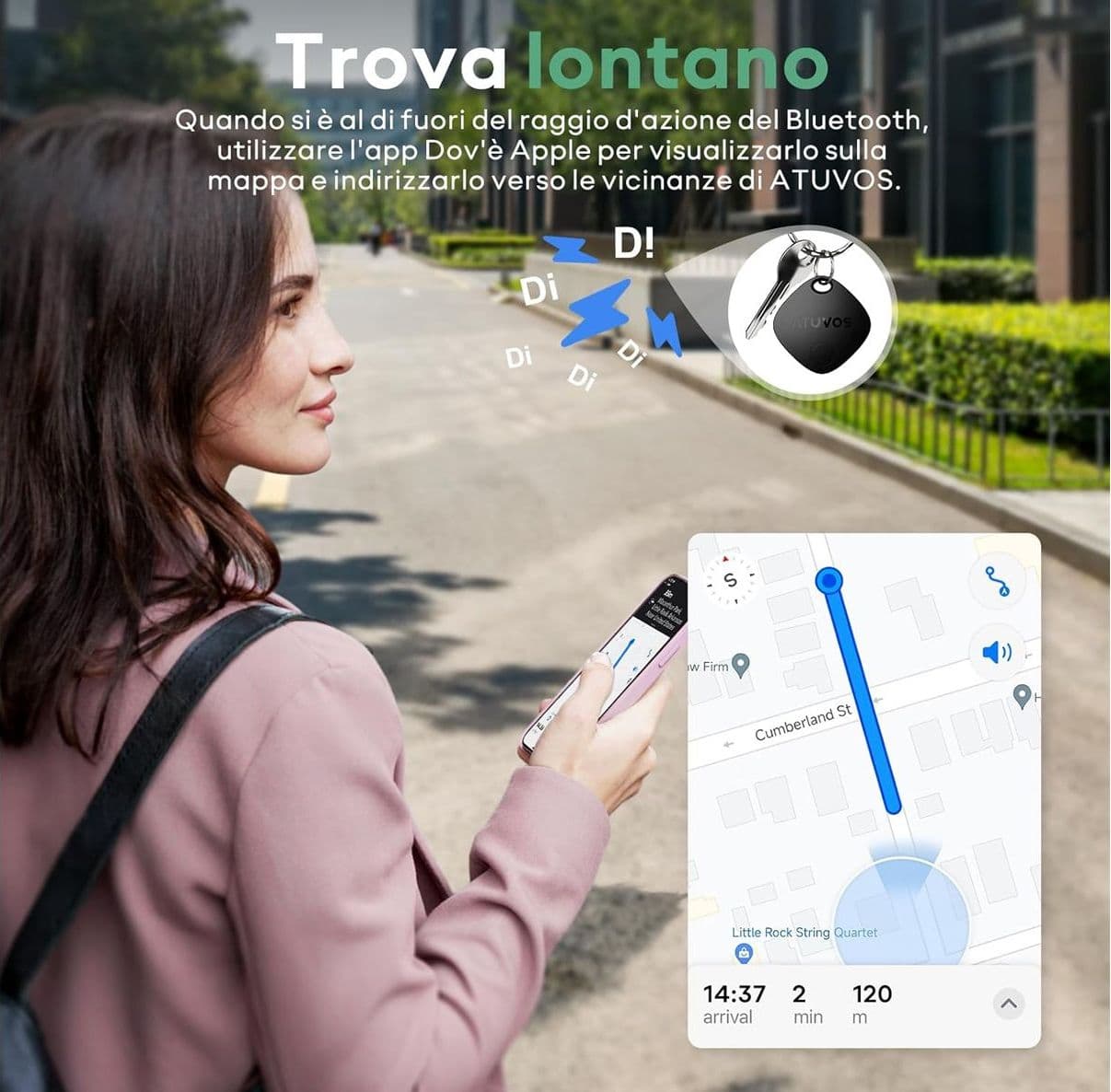 Localizzatore Air Tag Compatibile Apple solo iOS Adatto per Bagagli Valigie Zaini Borse Batteria Sostituibile  Confezione da 2 - 4