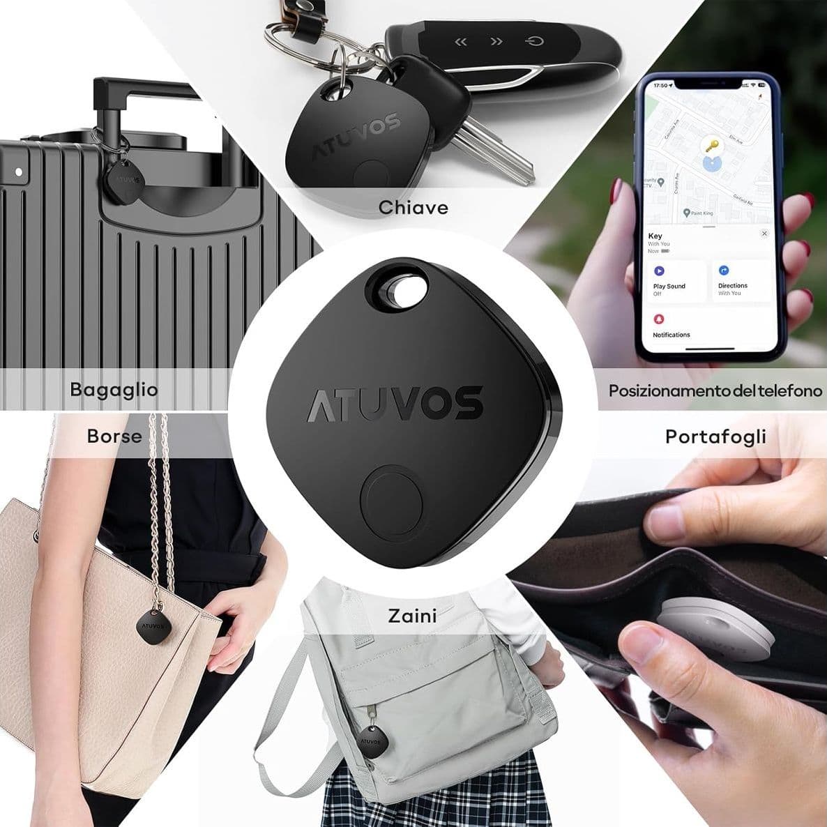 Localizzatore Air Tag Compatibile Apple solo iOS Adatto per Bagagli Valigie Zaini Borse Batteria Sostituibile  Confezione da 2 - 5
