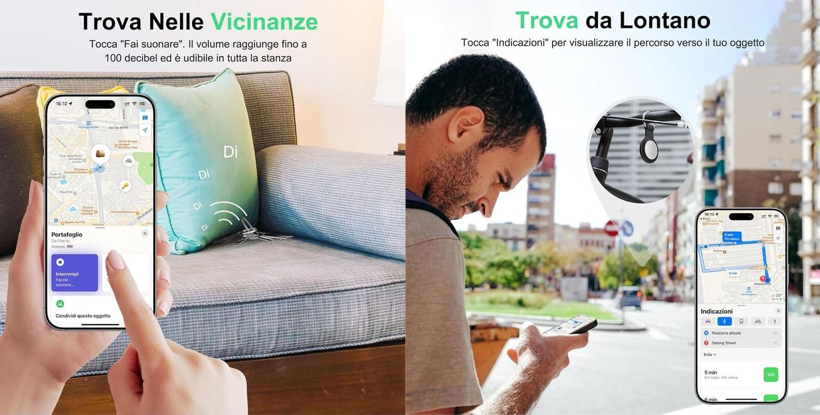 Localizzatore Smart Air Tracker Tag Compatibile Apple solo iOS Batteria di Ricambio Inclusa Adatto per Chiavi Portafoglio Auto Bici Cane Gatto Nero Confezione da 4 - 3