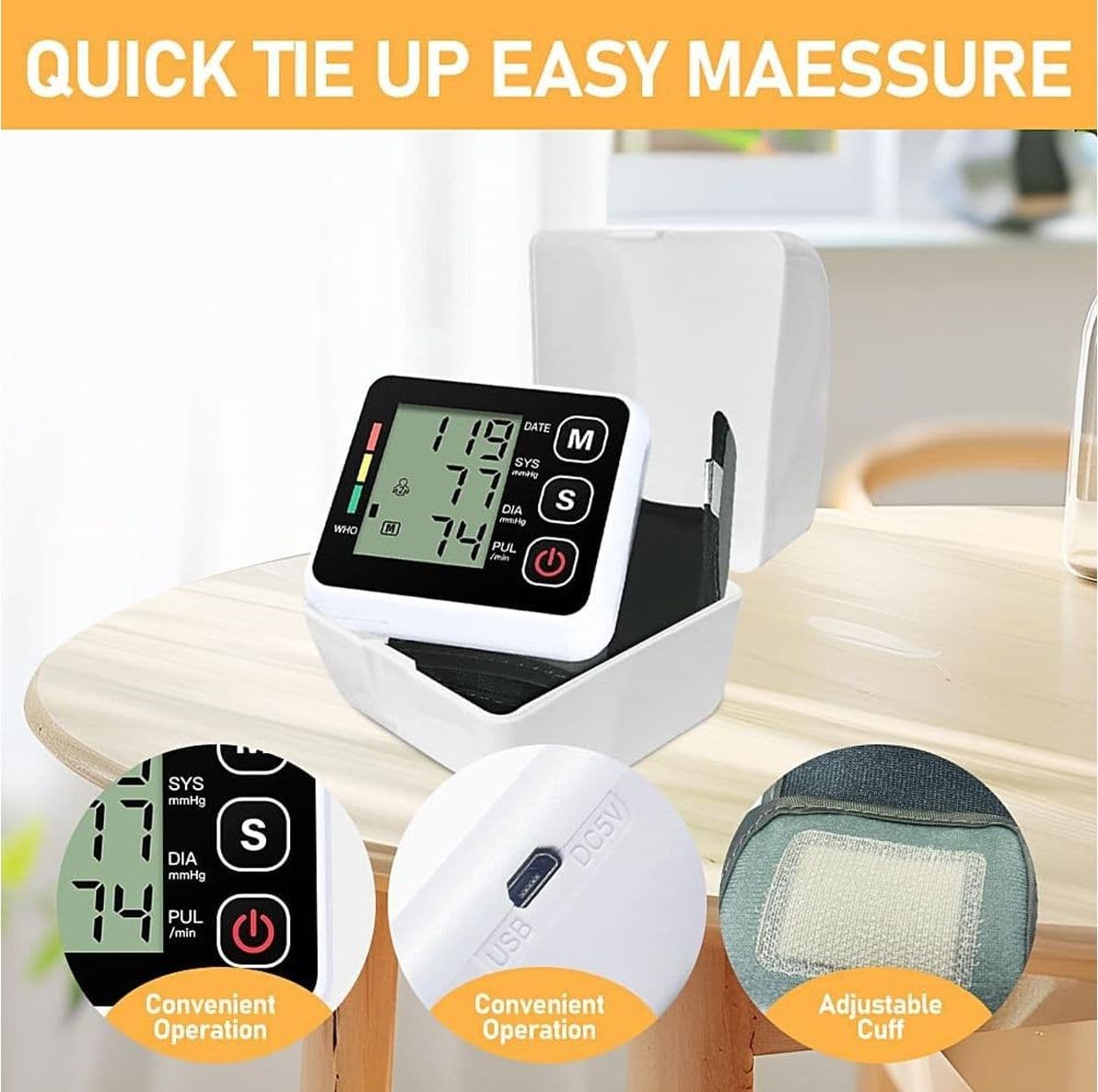 Misuratore Pressione Sanguigna Portatile da Polso Misurazione della Frequenza Cardiaca e Pulsazioni 99 Memorie, Aritmia, Display LCD, WHO - 4