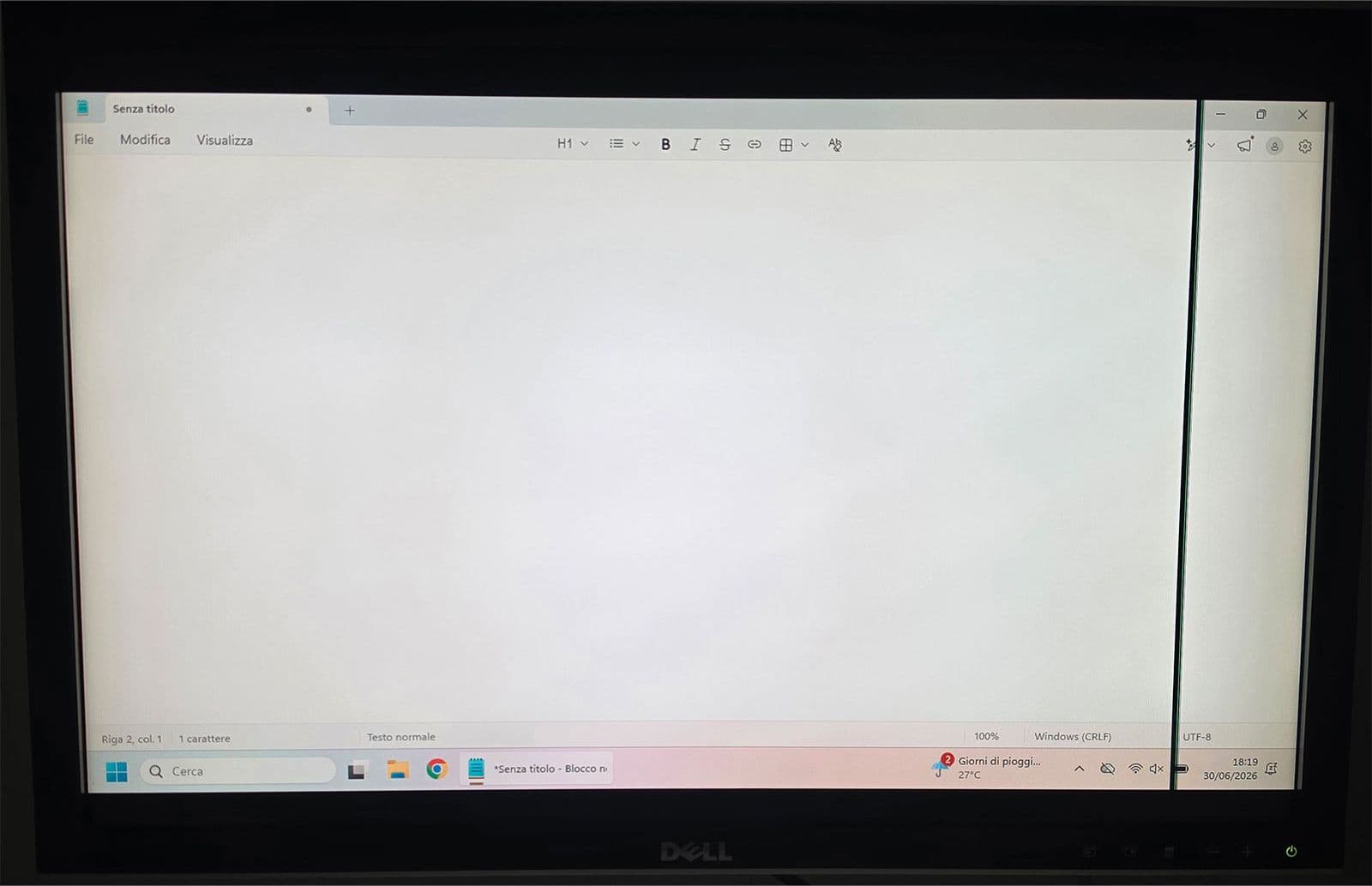 Monitor PC 24" Dell 2408WFP 16:10 HDMI DP VGA -  con Riga Su Display - 5