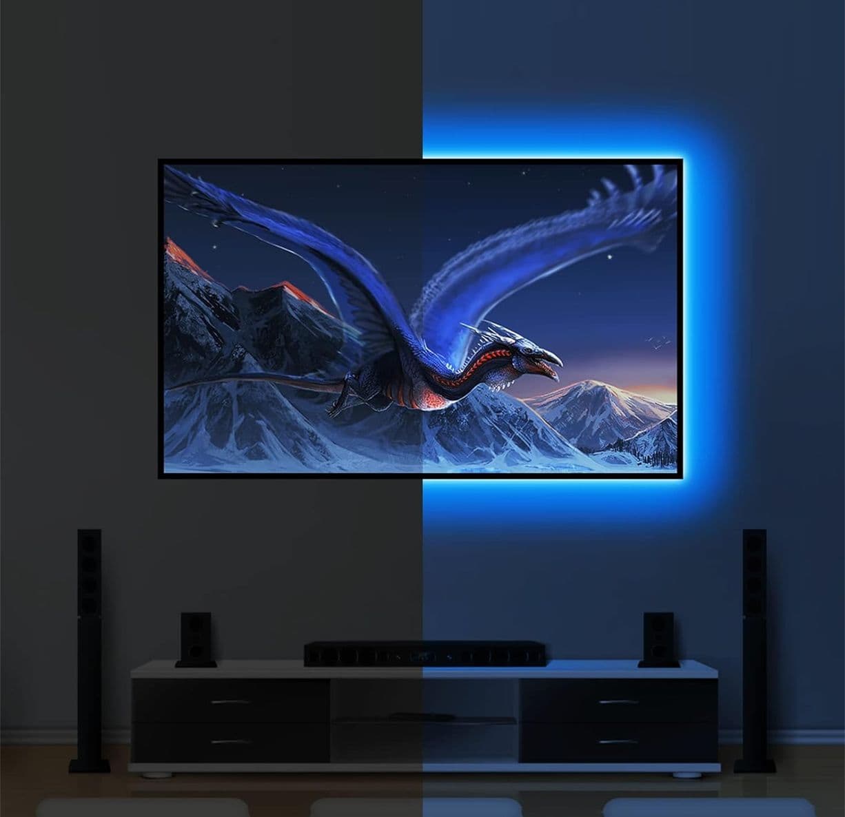 OMERIL Striscia LED 2M RGB 5050 con 16 Colori e 4 Modalità Alimentata USB Impermeabile con Telecomando IR per TV Retroilluminazione - 2