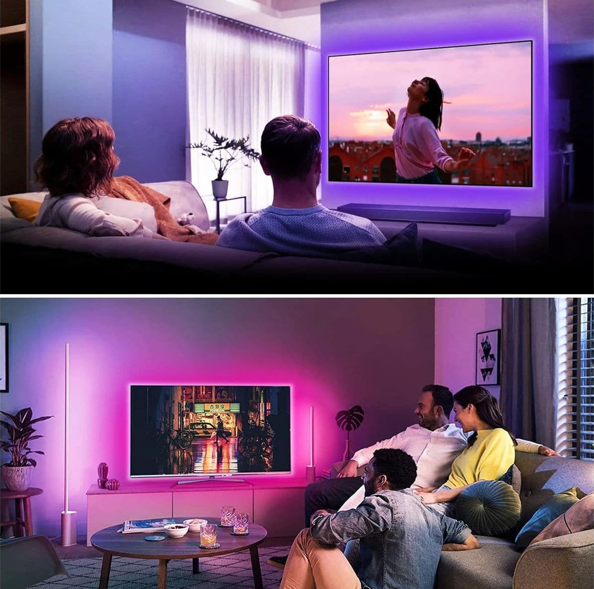 OMERIL Striscia LED 2M RGB 5050 con 16 Colori e 4 Modalità Alimentata USB Impermeabile con Telecomando IR per TV Retroilluminazione - 3