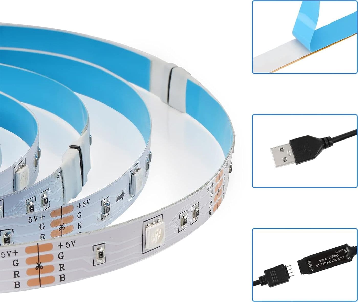 OMERIL Striscia LED 2M RGB 5050 con 16 Colori e 4 Modalità Alimentata USB Impermeabile con Telecomando IR per TV Retroilluminazione - 4