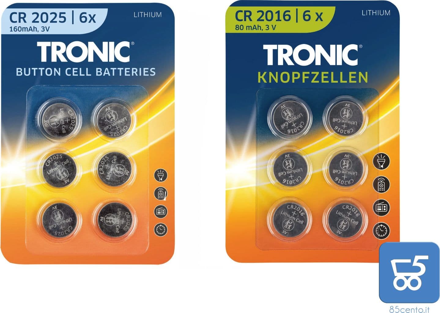 Pack con 12 Batterie Litio Monouso 6 Cr2025 + 6 CR2016 pila tampone radiocomandi dispositivielettronici