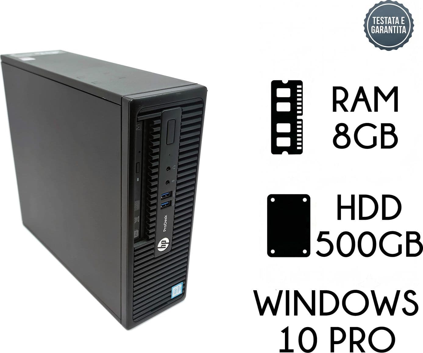 PC Desktop Barebone HP ProDesk 400 G3 Processore Intel Core I5 6500 8GB di Ram HDD Meccanico da 500Gb e Windows 10 Professional - Ricondizionato