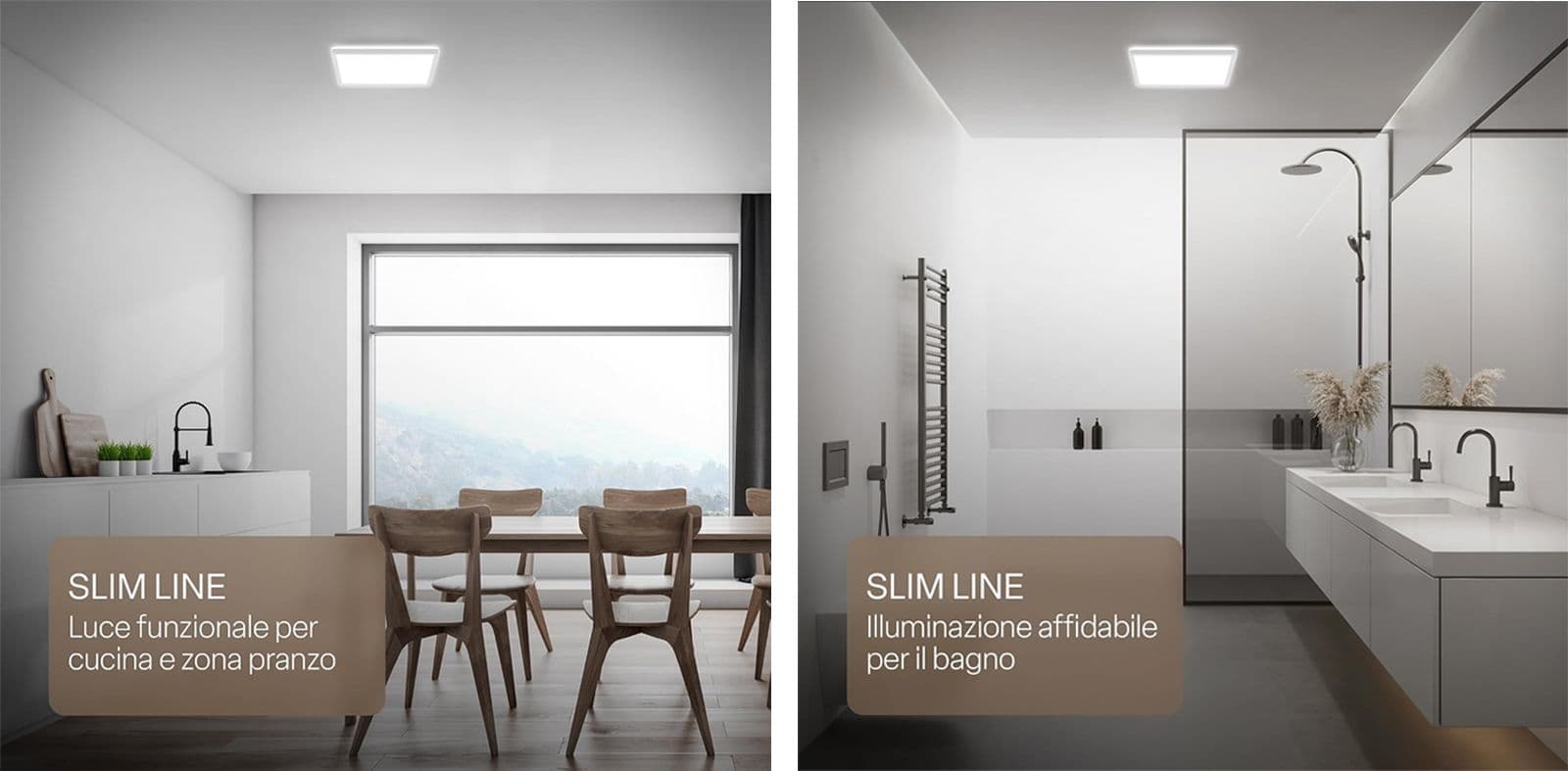 Plafoniera LED Ultrapiatta Quadrata con Retroilluminazione Indiretta Luce Bianco Neutro Impermeabile IP44 per Bagno e Cucina, 29x29x3 cm Bianco - 4