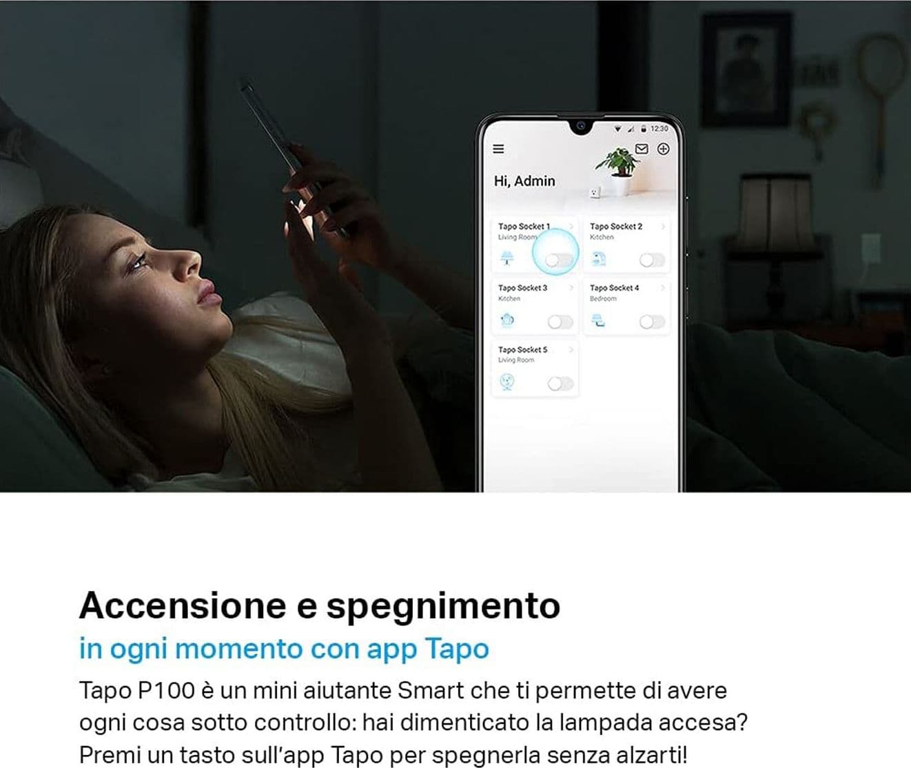 Presa Intelligente WiFi Smart Plug Compatibile con Alexa e Google Home Controllo Remoto tramite APP TP-Link Tapo P100 10A 2300W - 2