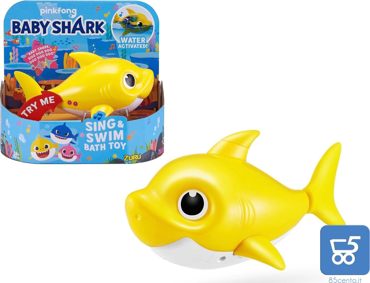 Promo 10 Pezzi Mixed 5 Gialli e 5 Blu Pinkfong Baby Shark Giocattolo da Bagno Canta e Nuota a Batteria per Bambini +18 Mesi - Rivenditore - 2