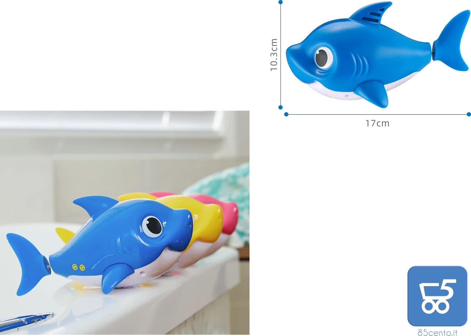 Promo 10 Pezzi Mixed 5 Gialli e 5 Blu Pinkfong Baby Shark Giocattolo da Bagno Canta e Nuota a Batteria per Bambini +18 Mesi - Rivenditore - 5