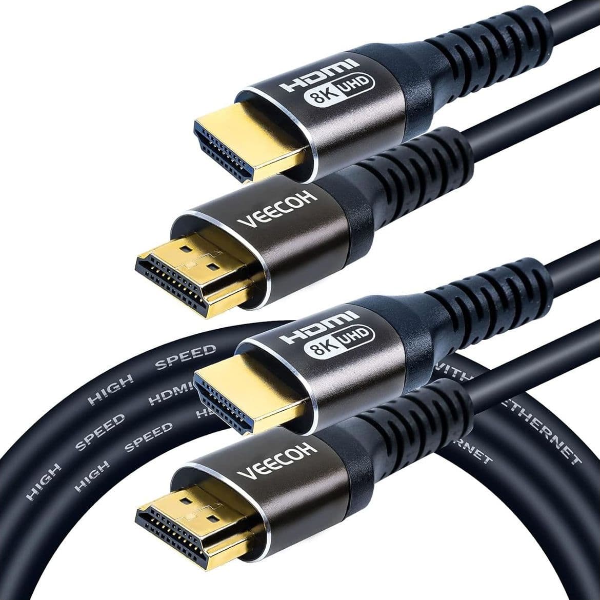 Set di 2 Cavi HDMI 2.1 da 1m Supporto 8K 60Hz e 4K 120H per Gaming e Home TV PC Laptop