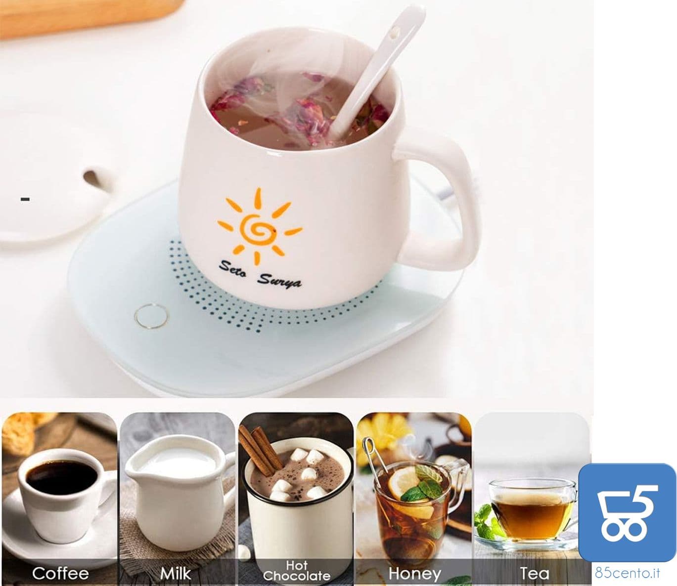 Set di 6 Scalda Tazza USB da caffè Bevande Piastra Riscaldante Impermeabile Temperatura costante 55 ° per Uso Domestico o in Ufficio con Interruttore Termico Smart Touch - Bundle confezionate singolarmente - 3