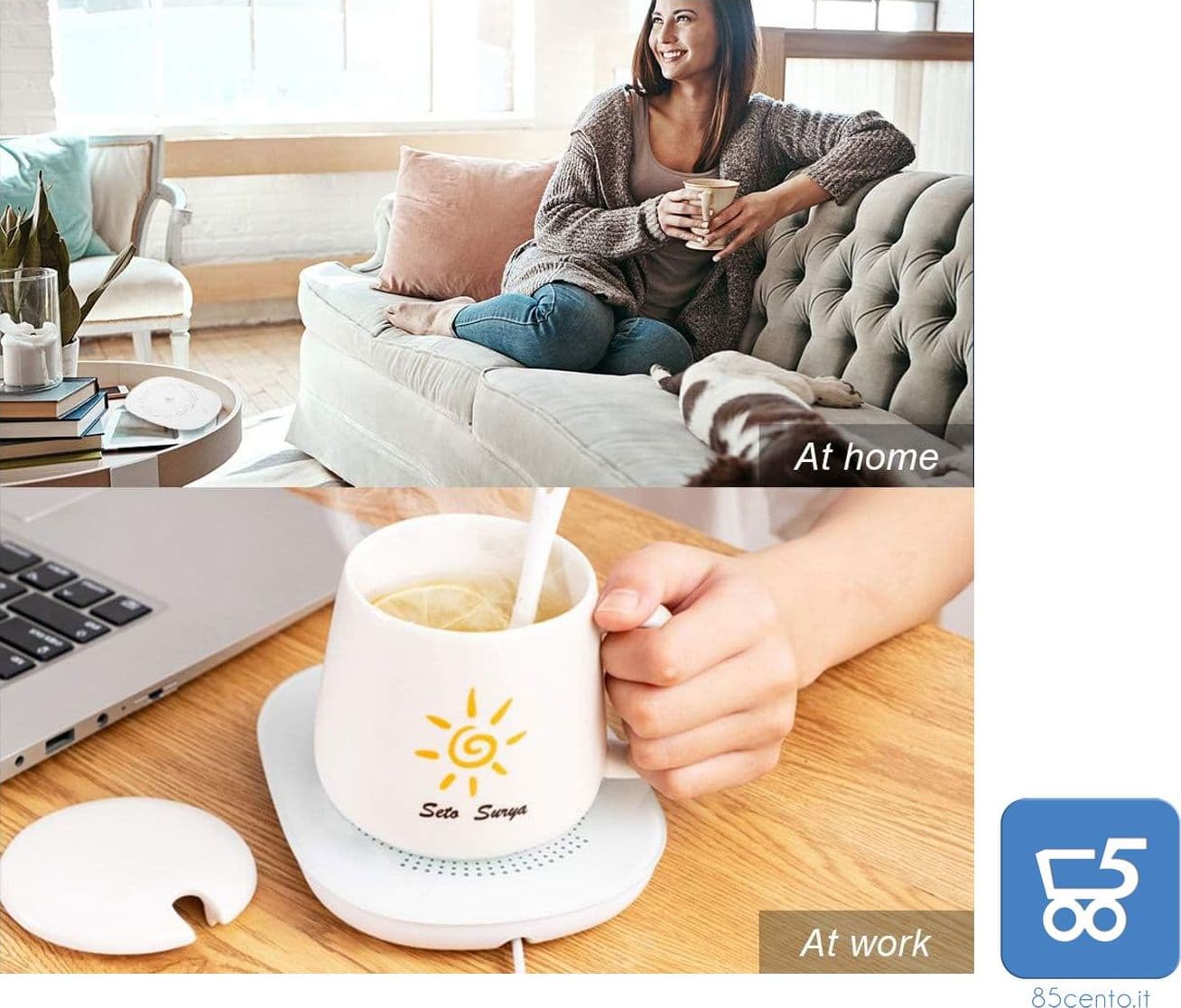 Set di 6 Scalda Tazza USB da caffè Bevande Piastra Riscaldante Impermeabile Temperatura costante 55 ° per Uso Domestico o in Ufficio con Interruttore Termico Smart Touch - Bundle confezionate singolarmente - 4