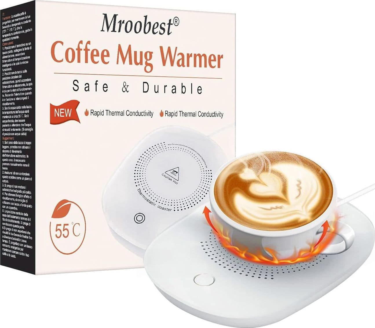Set di 6 Scalda Tazza USB da caffè Bevande Piastra Riscaldante Impermeabile Temperatura costante 55 ° per Uso Domestico o in Ufficio con Interruttore Termico Smart Touch - Bundle confezionate singolarmente - 6