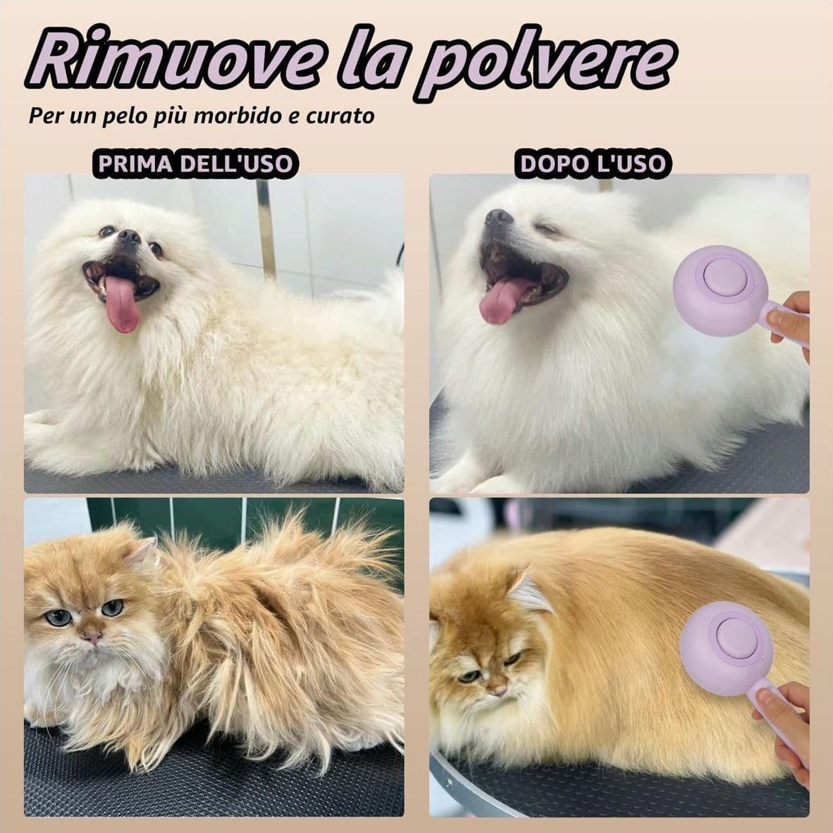 Spazzola Lollipop a Vapore per Gatti e Cani Pulizia e Relax con Acqua Calda con Cavo di Ricarica e Accessori - 4
